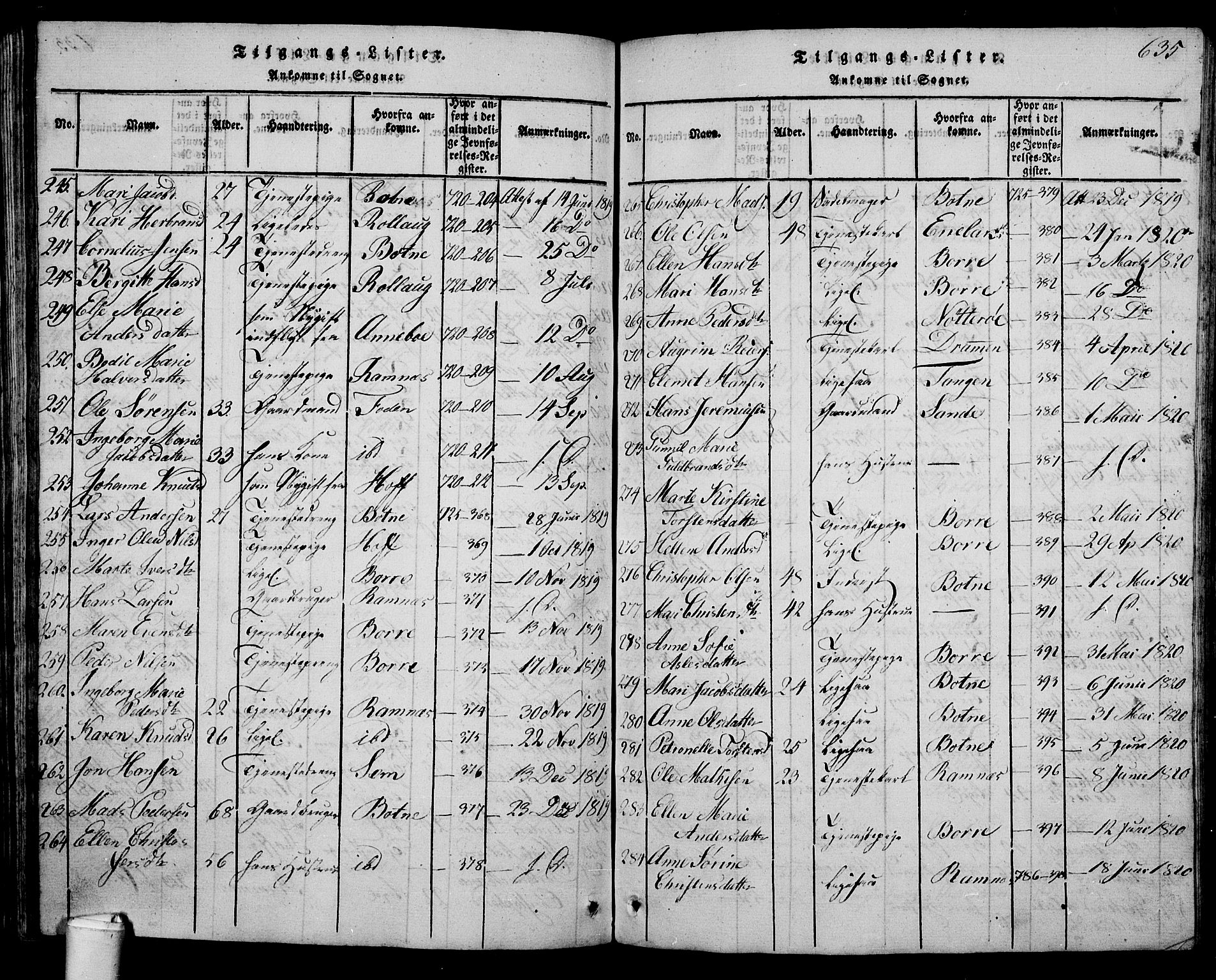Våle kirkebøker, SAKO/A-334/G/Ga/L0001: Klokkerbok nr. I 1, 1814-1824, s. 634-635