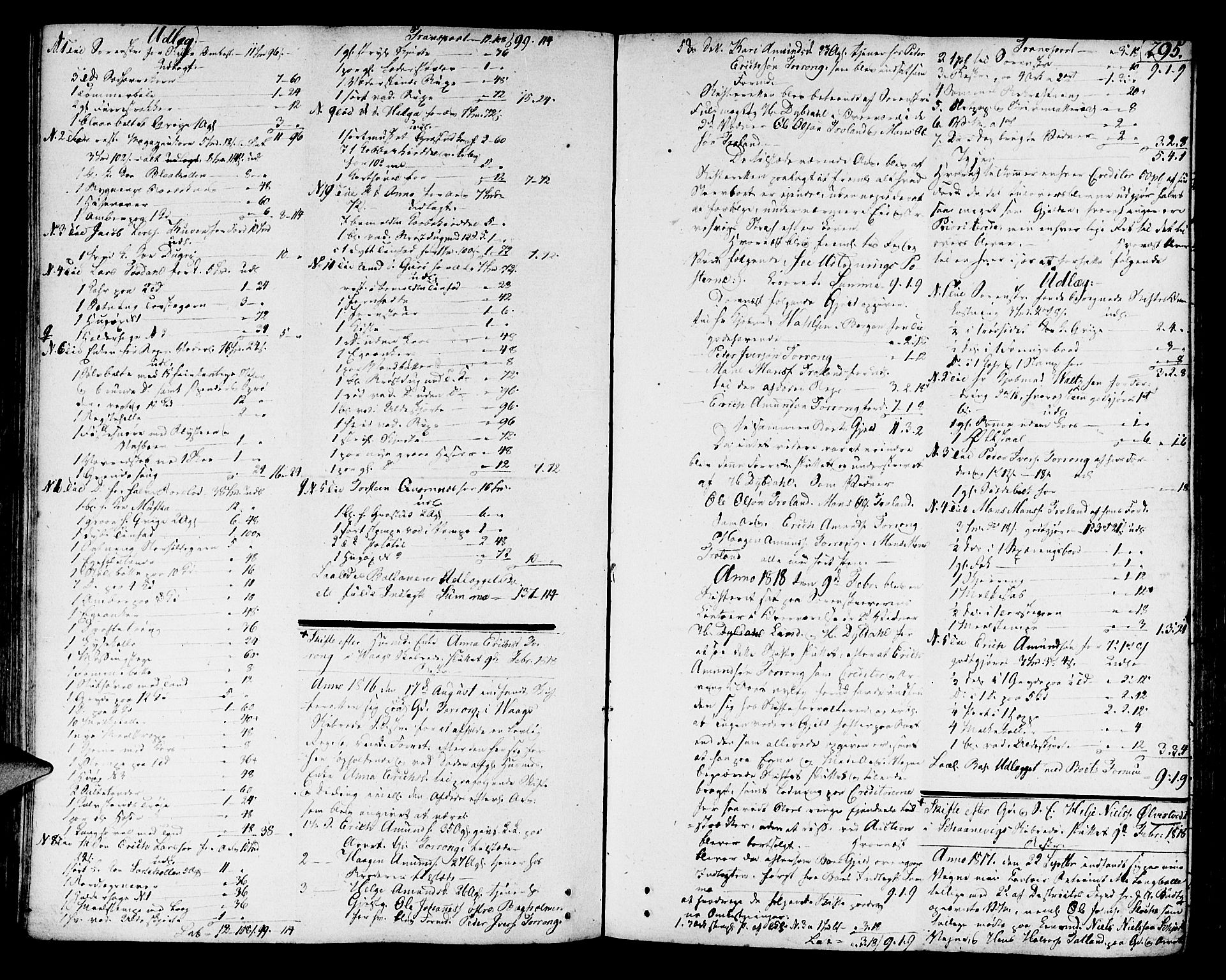 Sunnhordland sorenskrivar, SAB/A-2401/1/H/Ha/Haa/L0013: Skifteprotokollar. Register i protokoll, 1814-1819, s. 294b-295a