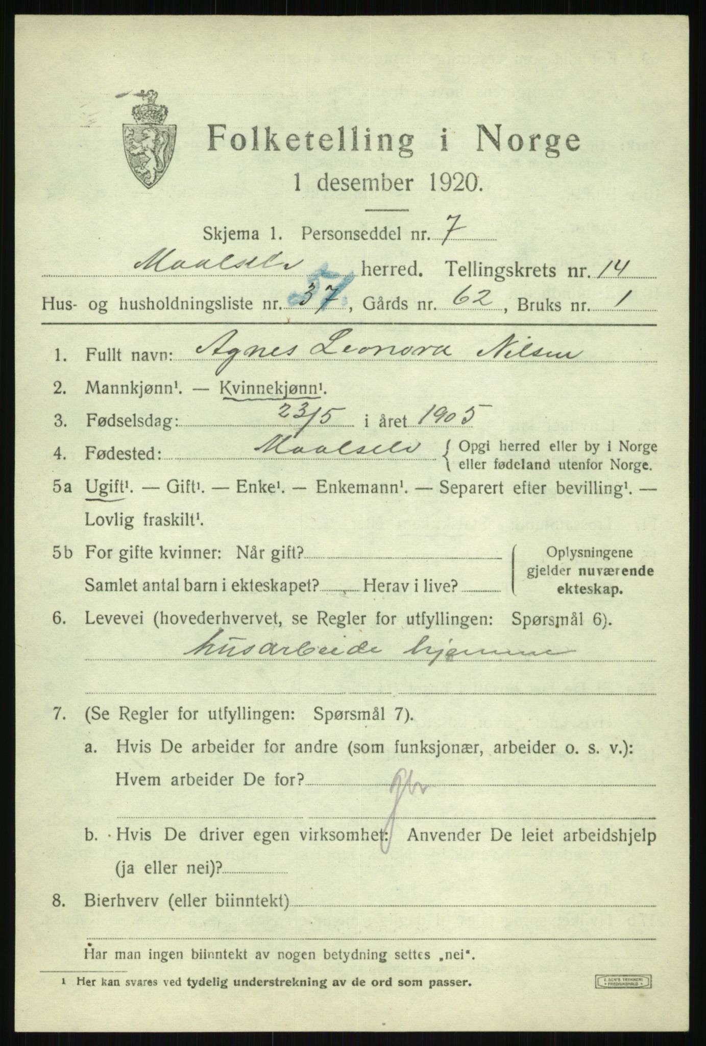 SATØ, Folketelling 1920 for 1924 Målselv herred, 1920, s. 7603