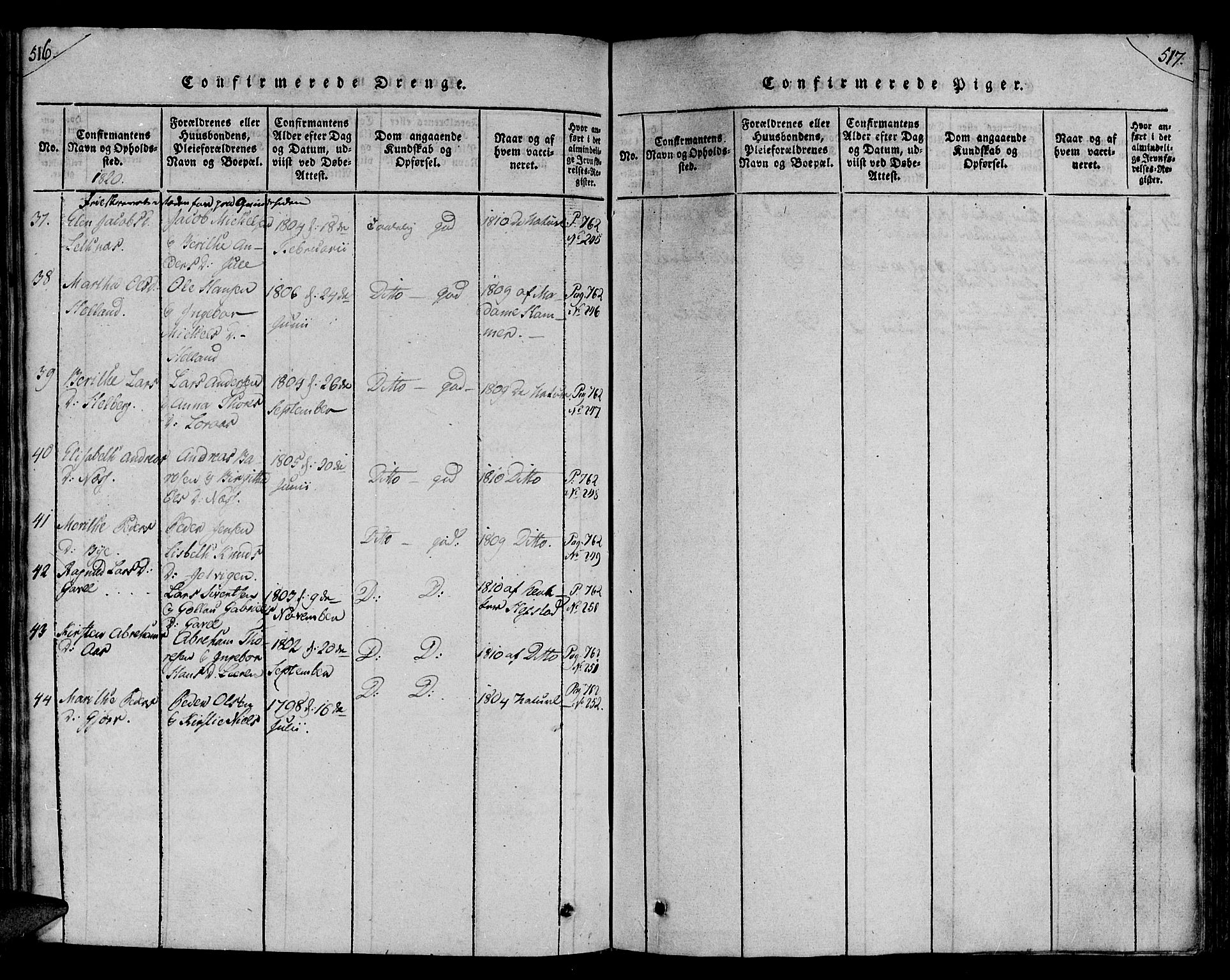 Ministerialprotokoller, klokkerbøker og fødselsregistre - Nord-Trøndelag, AV/SAT-A-1458/730/L0275: Ministerialbok nr. 730A04, 1816-1822, s. 516-517