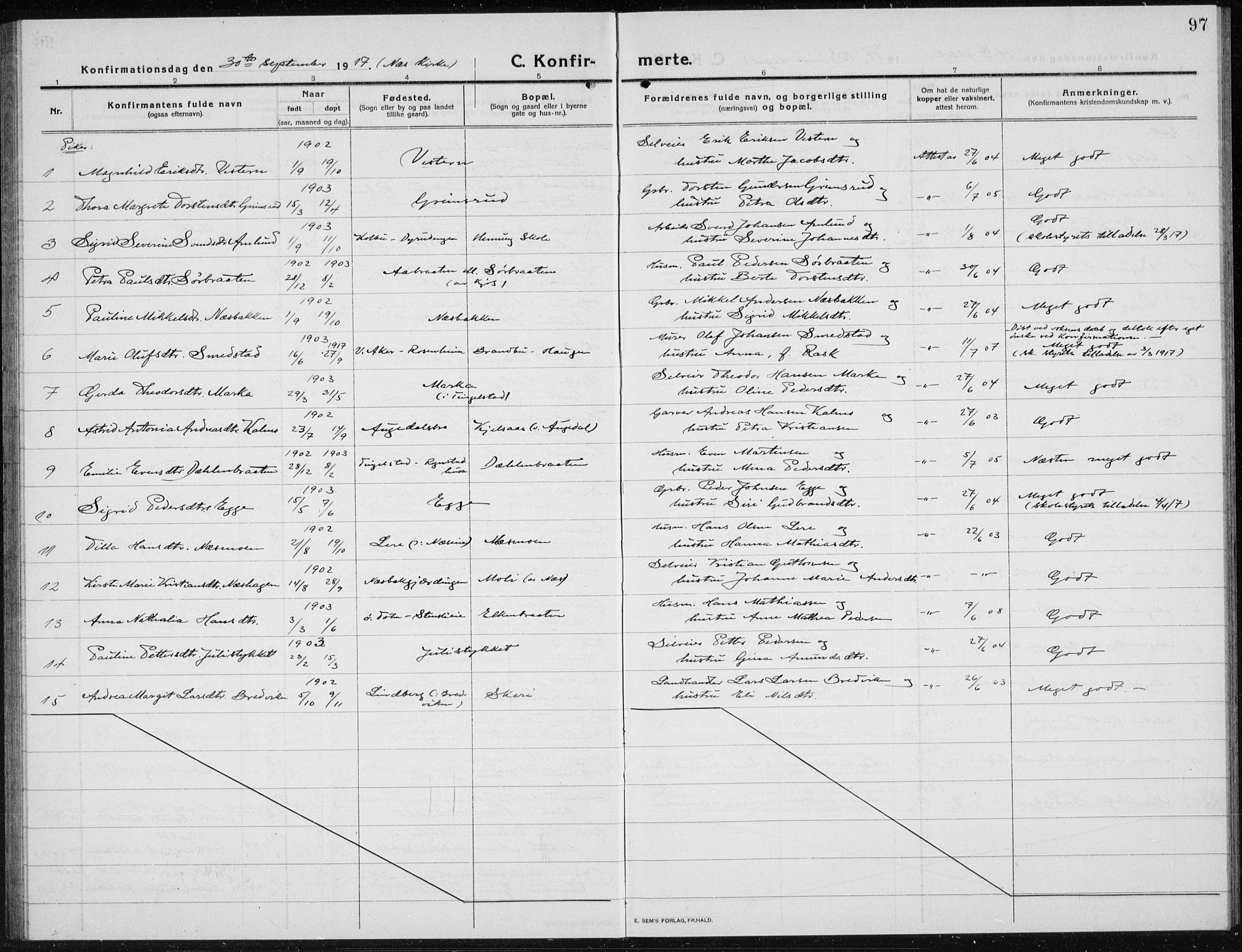 Brandbu prestekontor, AV/SAH-PREST-114/H/Ha/Hab/L0001: Klokkerbok nr. 1, 1914-1937, s. 97