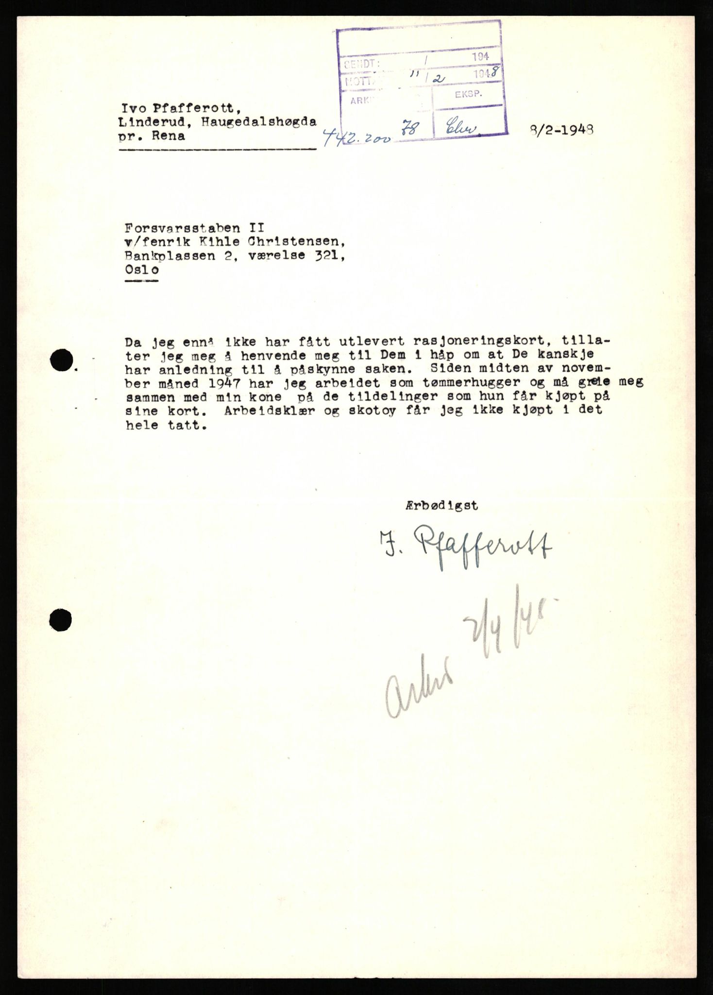 Forsvaret, Forsvarets overkommando II, AV/RA-RAFA-3915/D/Db/L0026: CI Questionaires. Tyske okkupasjonsstyrker i Norge. Tyskere., 1945-1946, s. 66