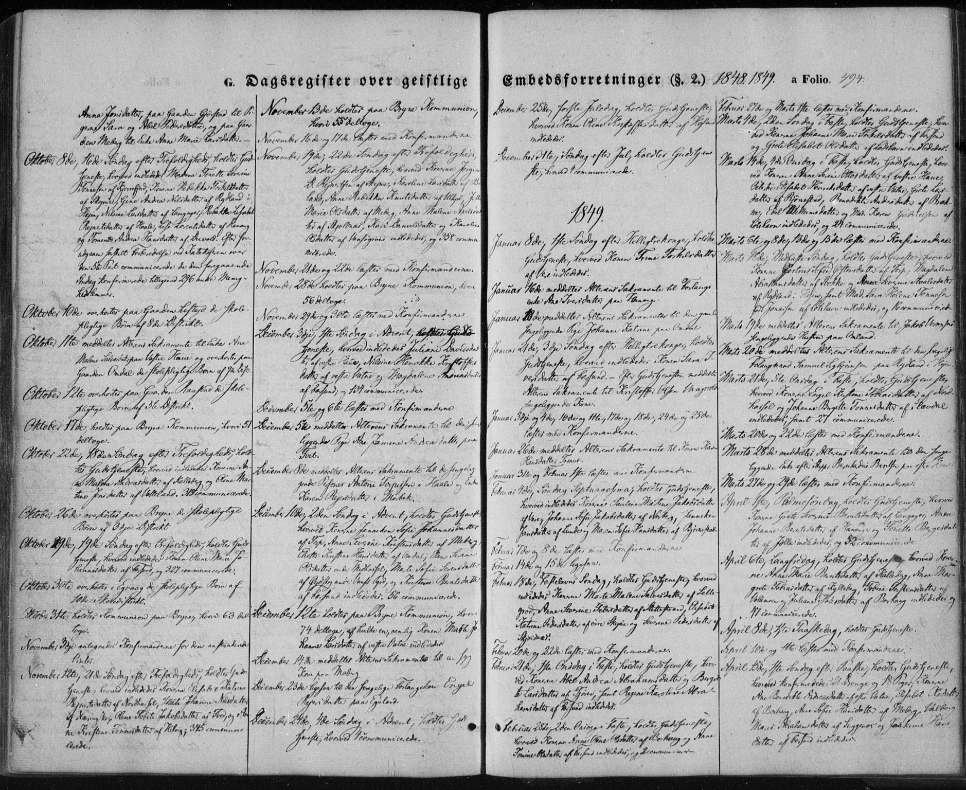 Lista sokneprestkontor, SAK/1111-0027/F/Fa/L0010: Ministerialbok nr. A 10, 1846-1861, s. 494