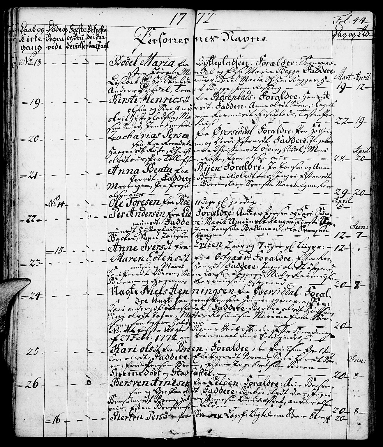 Tolga prestekontor, AV/SAH-PREST-062/K/L0002: Ministerialbok nr. 2, 1768-1786, s. 44