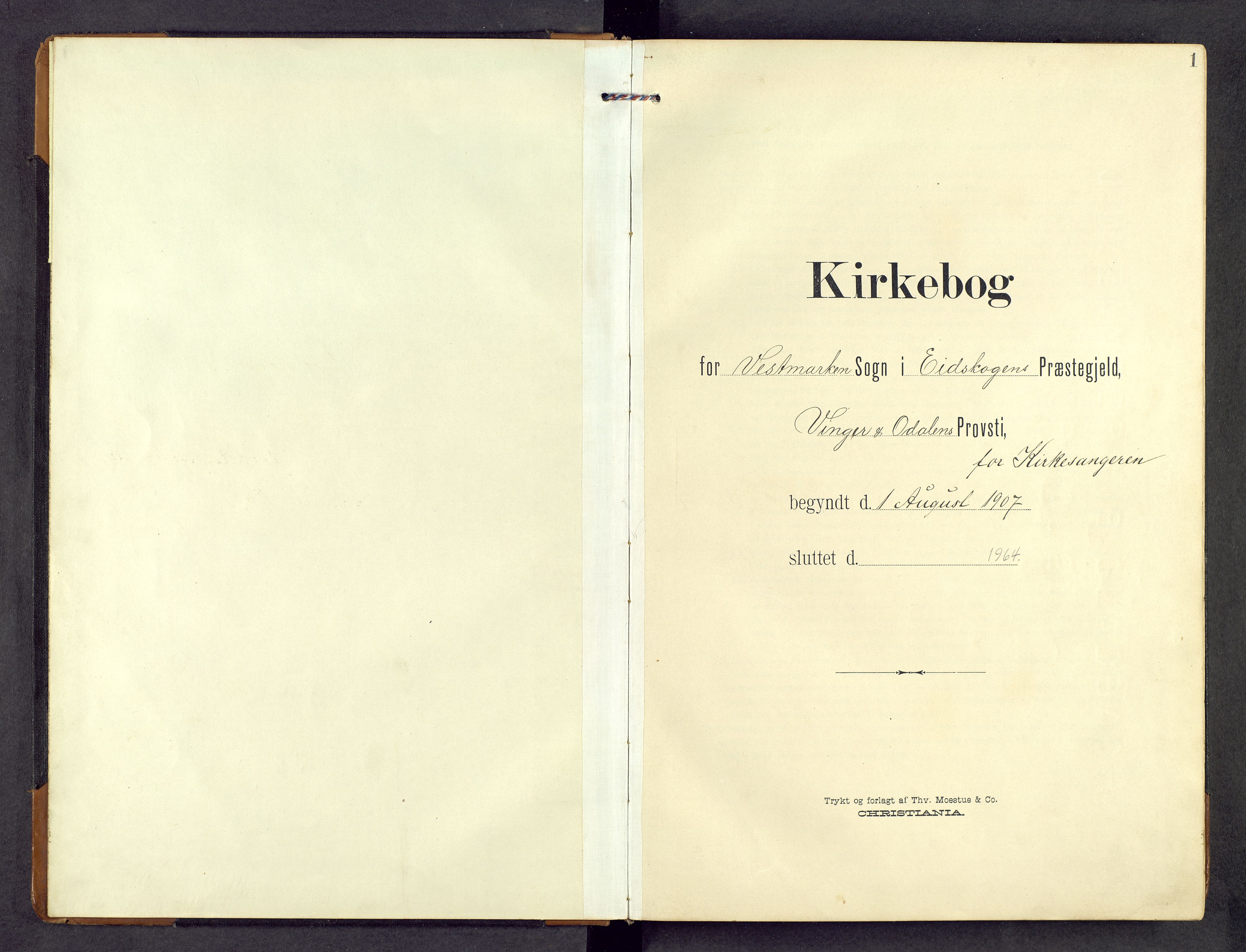 Eidskog prestekontor, SAH/PREST-026/H/Ha/Hab/L0004: Klokkerbok nr. 4, 1907-1964, s. 1