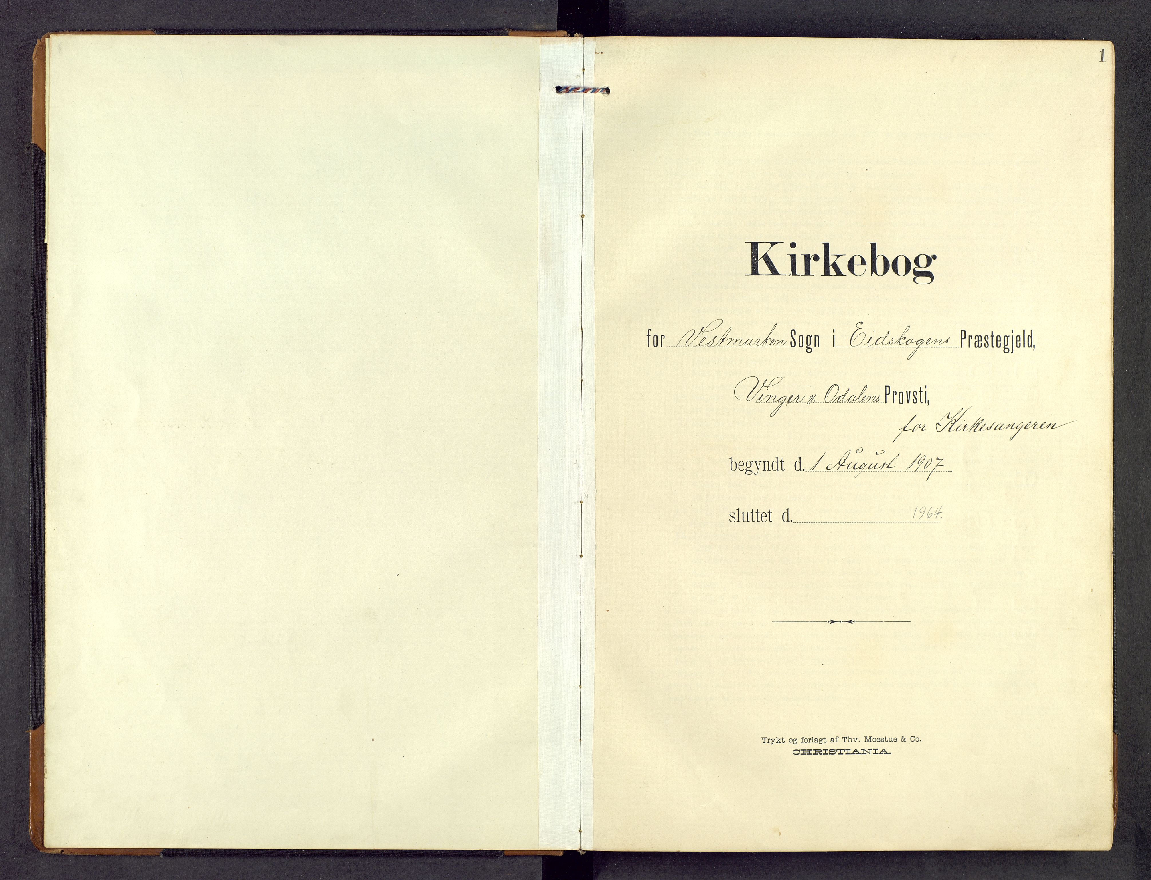 Eidskog prestekontor, AV/SAH-PREST-026/H/Ha/Hab/L0004: Klokkerbok nr. 4, 1907-1964, s. 1