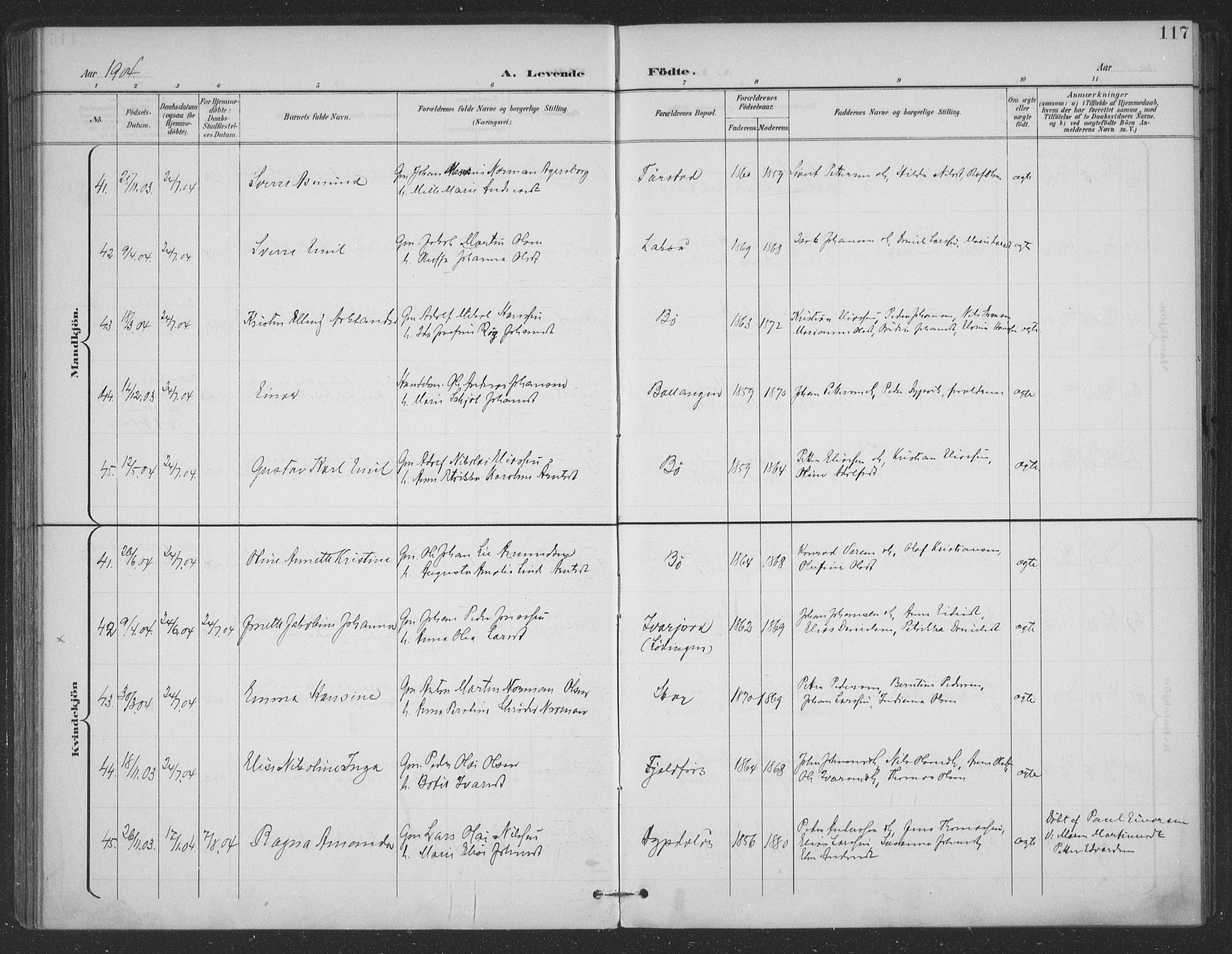 Ministerialprotokoller, klokkerbøker og fødselsregistre - Nordland, AV/SAT-A-1459/863/L0899: Ministerialbok nr. 863A11, 1897-1906, s. 117