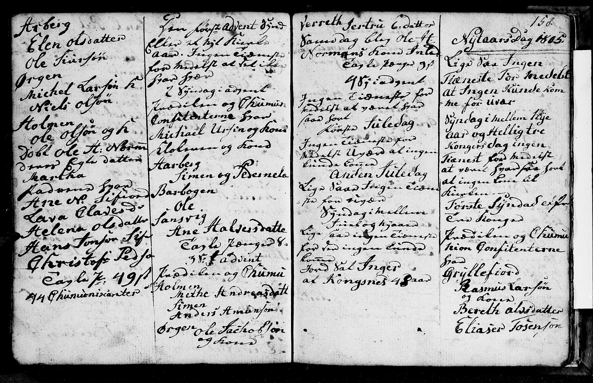 Berg sokneprestkontor, SATØ/S-1318/G/Ga/Gab/L0010klokker: Klokkerbok nr. 10, 1783-1811, s. 158