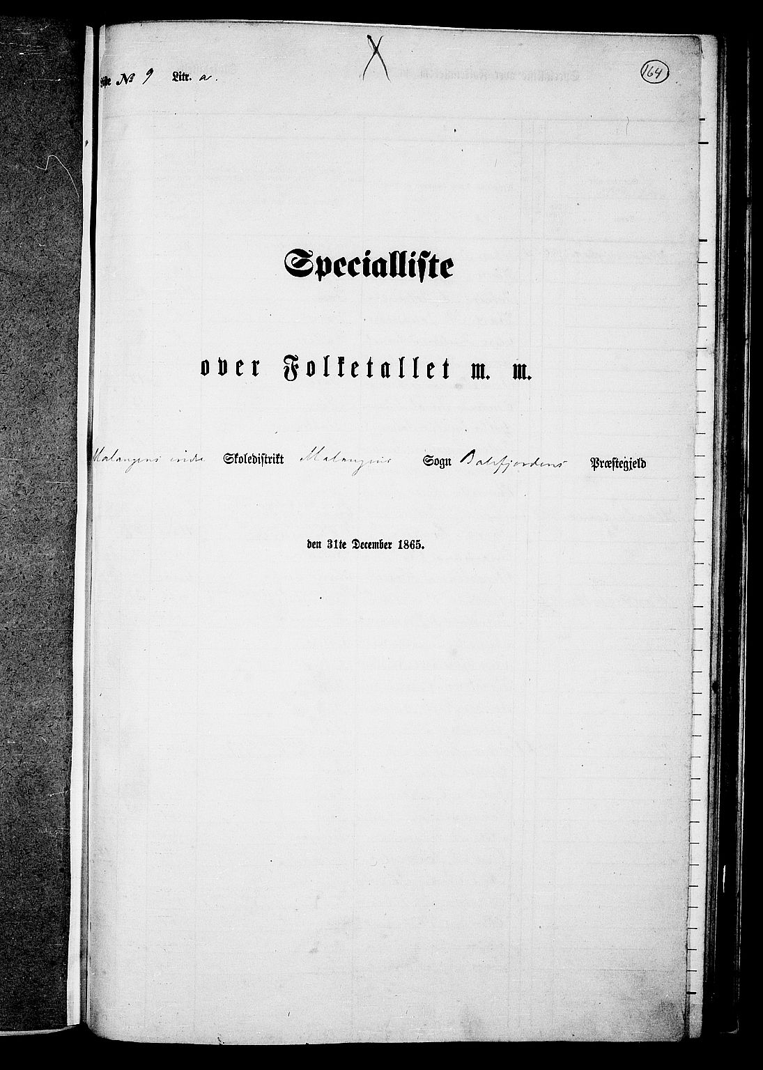 RA, Folketelling 1865 for 1933P Balsfjord prestegjeld, 1865, s. 98