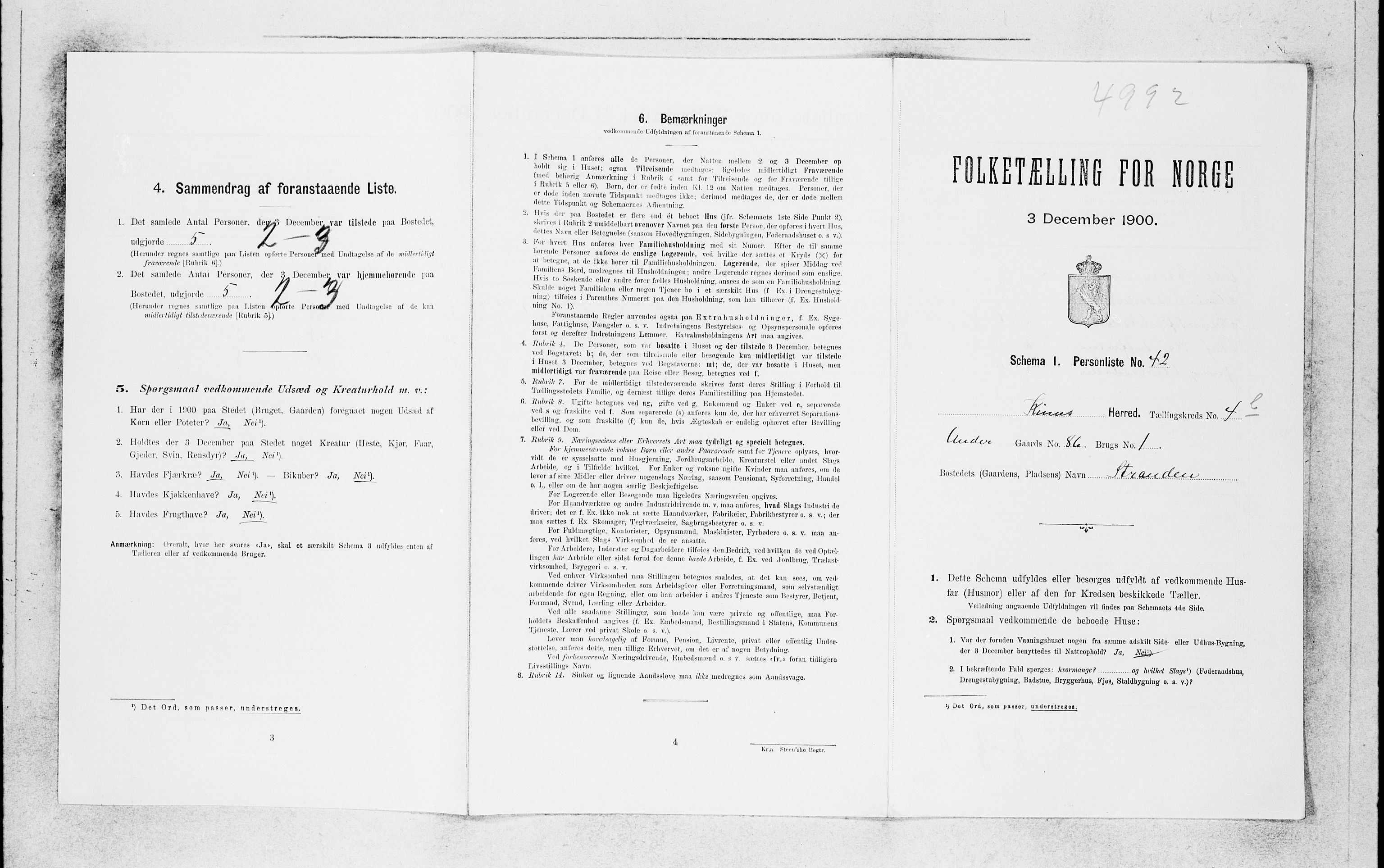 SAB, Folketelling 1900 for 1437 Kinn herred, 1900, s. 499