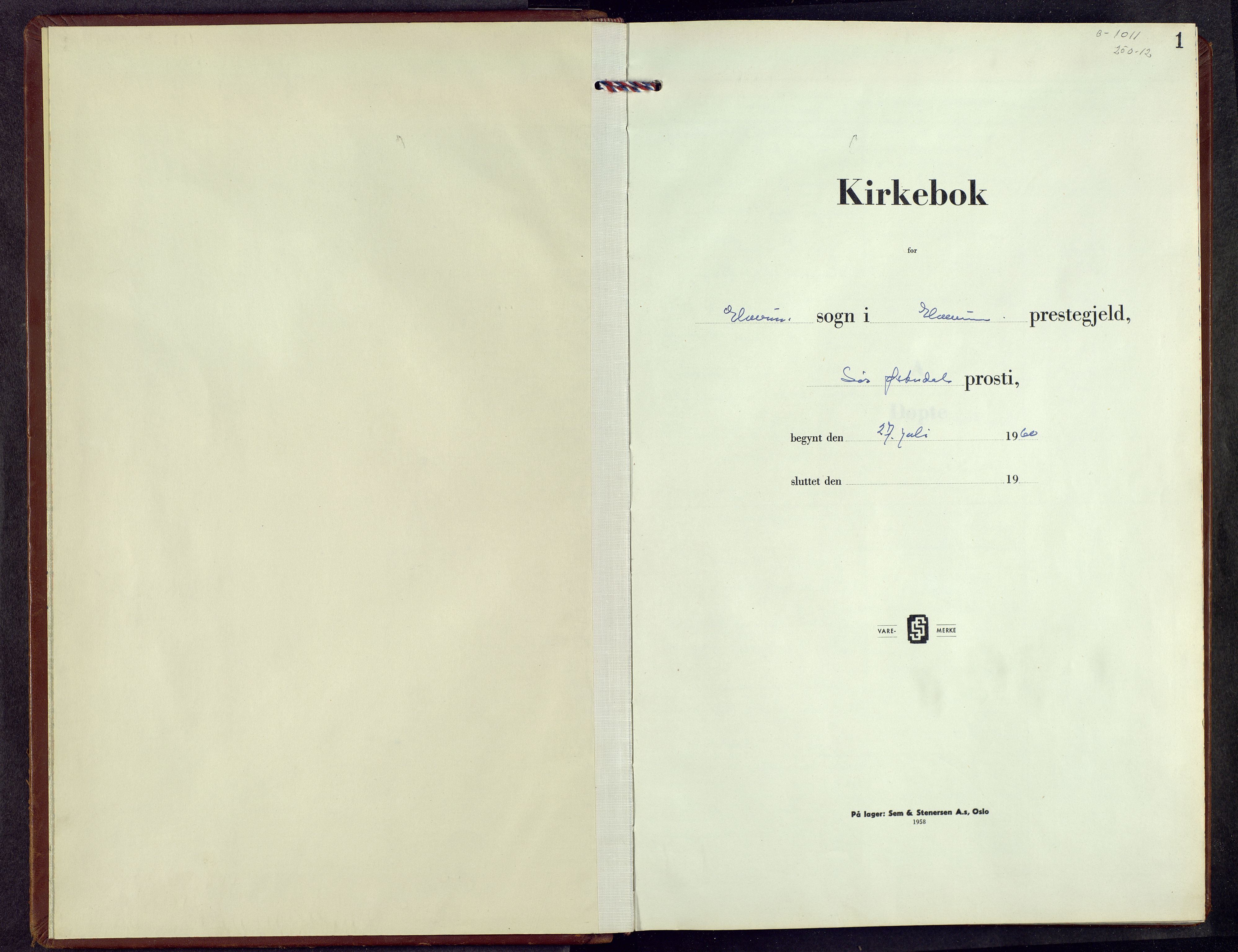 Elverum prestekontor, SAH/PREST-044/H/Ha/Hab/L0028: Klokkerbok nr. 28, 1960-1969, s. 1