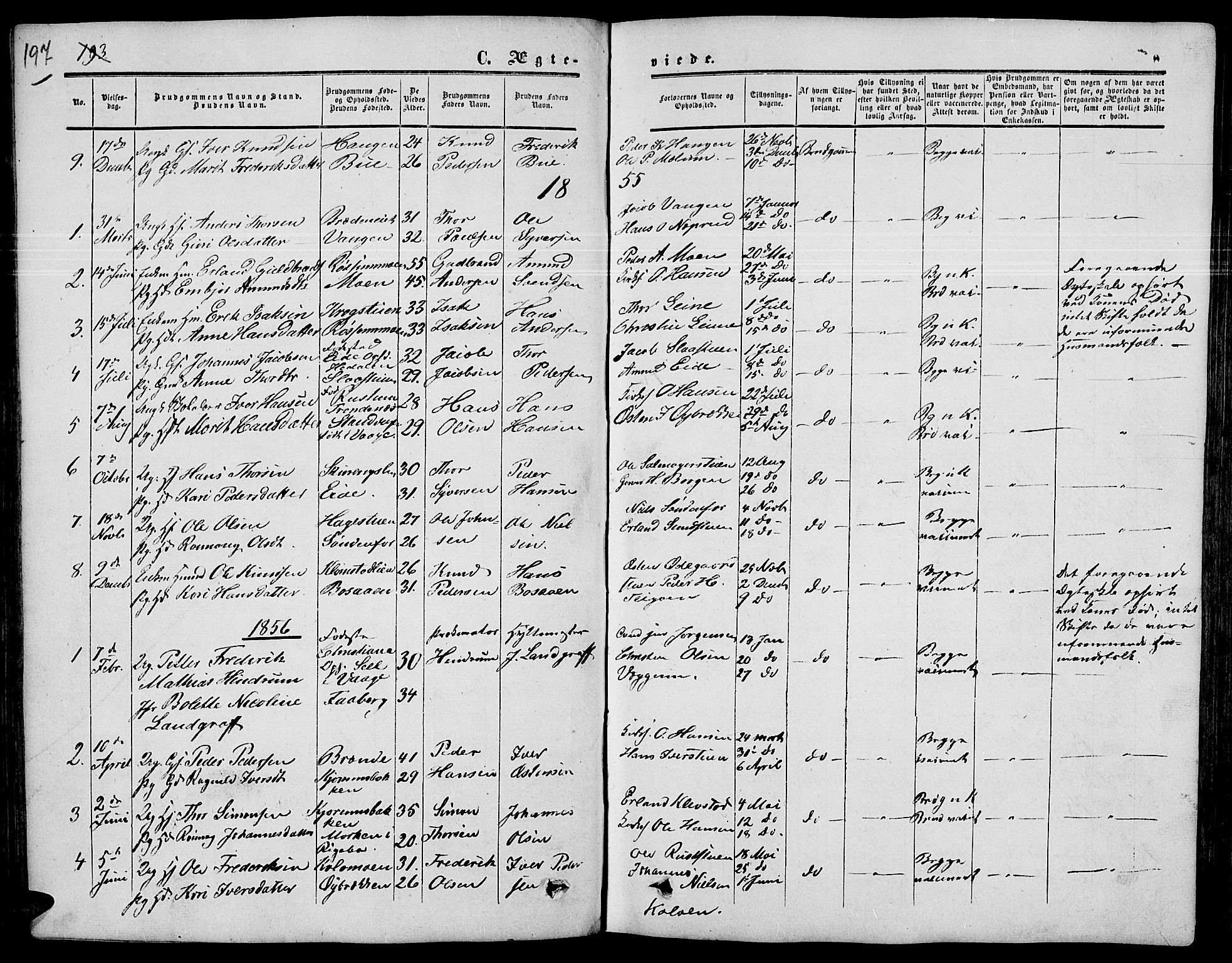 Nord-Fron prestekontor, AV/SAH-PREST-080/H/Ha/Hab/L0003: Klokkerbok nr. 3, 1851-1886, s. 197