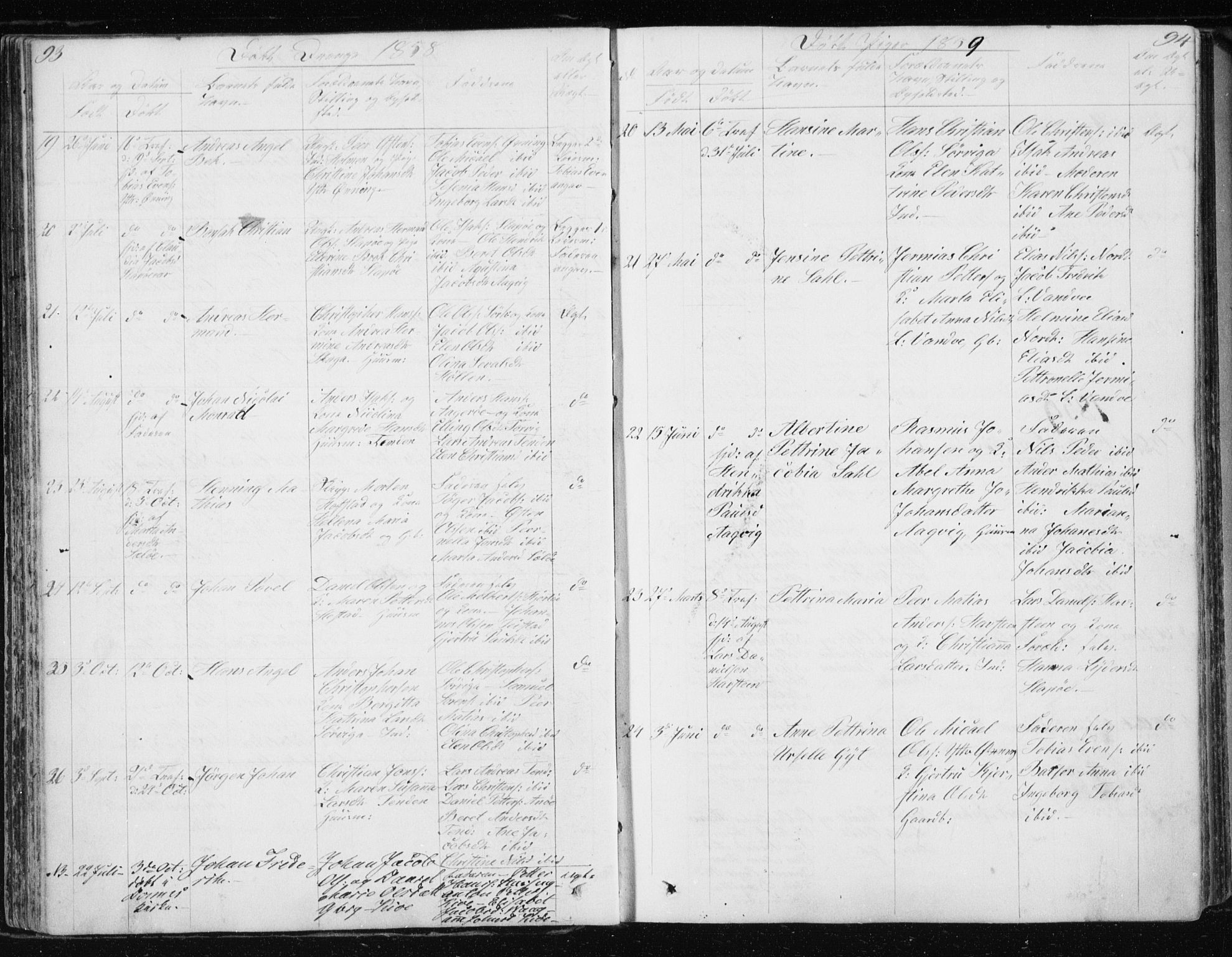 Ministerialprotokoller, klokkerbøker og fødselsregistre - Nordland, AV/SAT-A-1459/834/L0511: Klokkerbok nr. 834C02, 1848-1862, s. 93-94