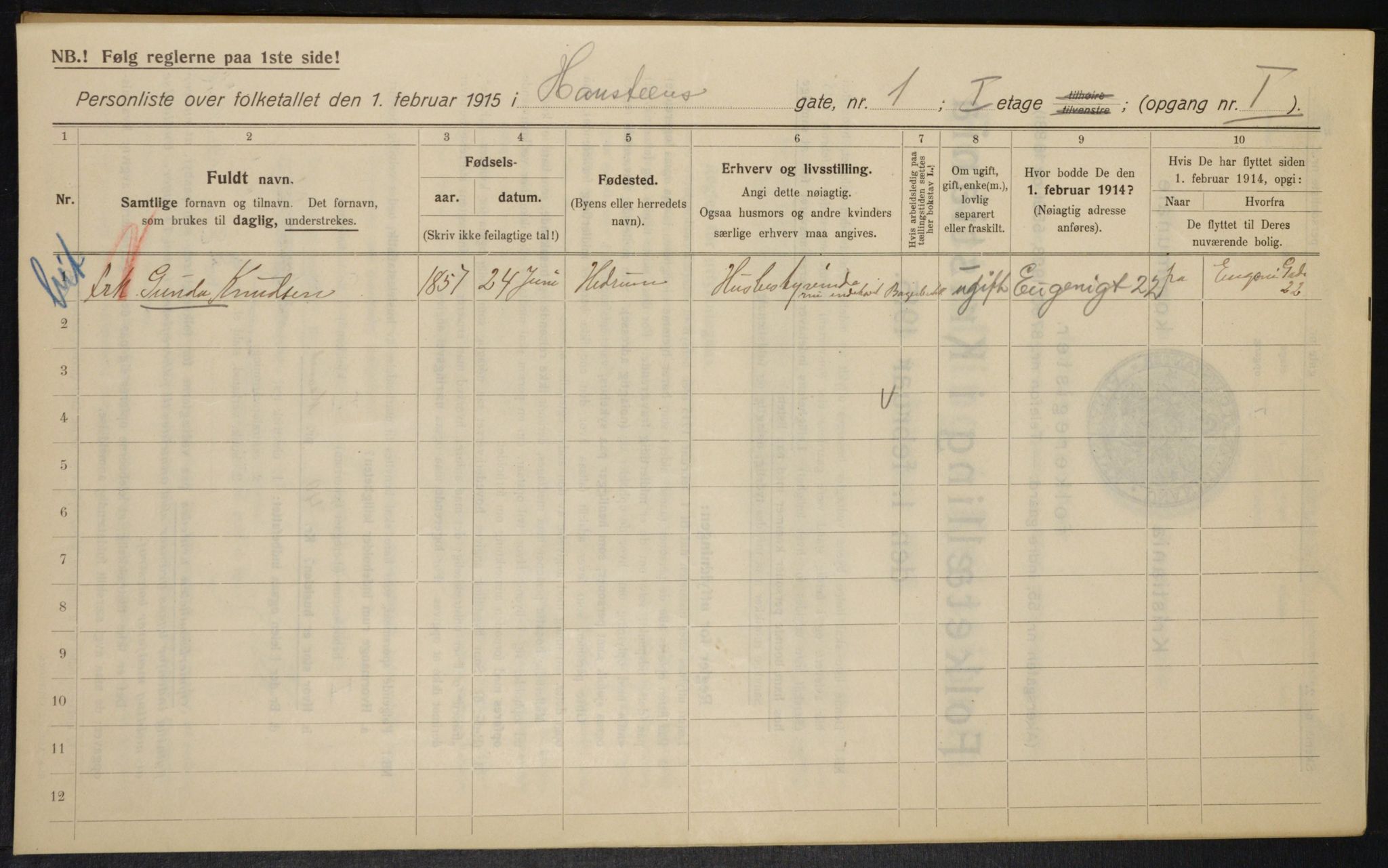 OBA, Kommunal folketelling 1.2.1915 for Kristiania, 1915, s. 34351