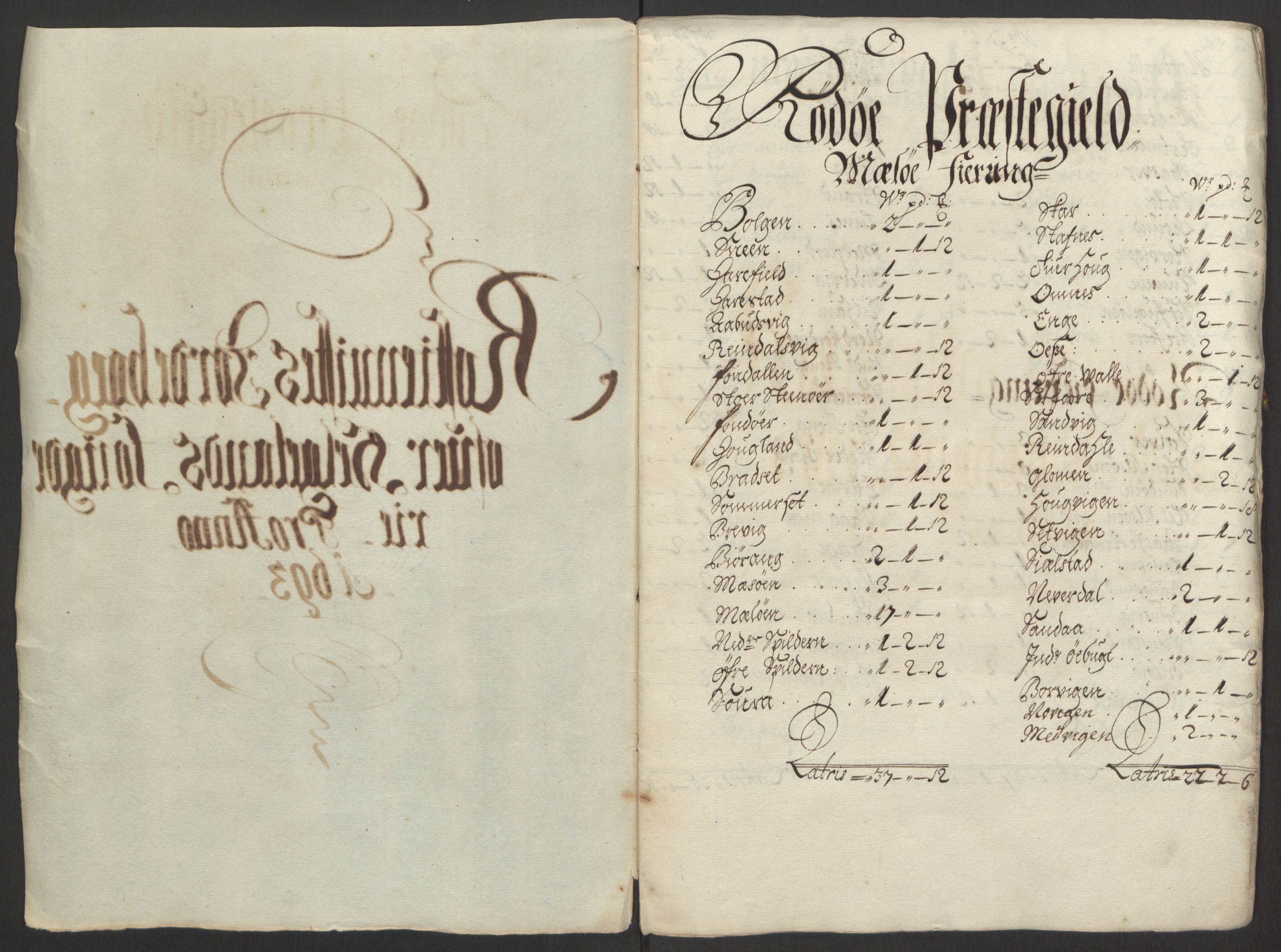 Rentekammeret inntil 1814, Reviderte regnskaper, Fogderegnskap, AV/RA-EA-4092/R65/L4505: Fogderegnskap Helgeland, 1693-1696, s. 91