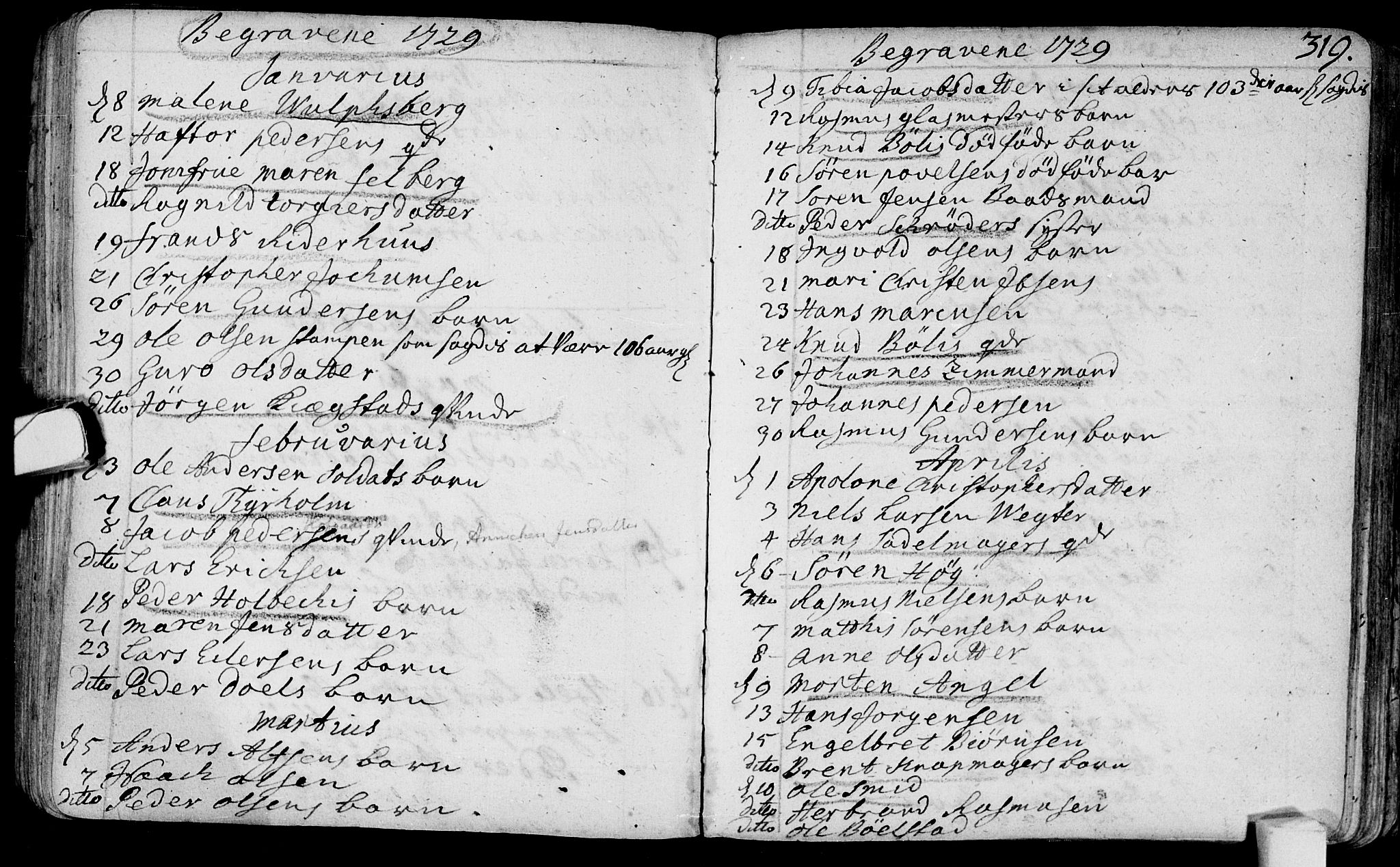 Bragernes kirkebøker, AV/SAKO-A-6/F/Fa/L0003: Ministerialbok nr. I 3, 1706-1734, s. 319