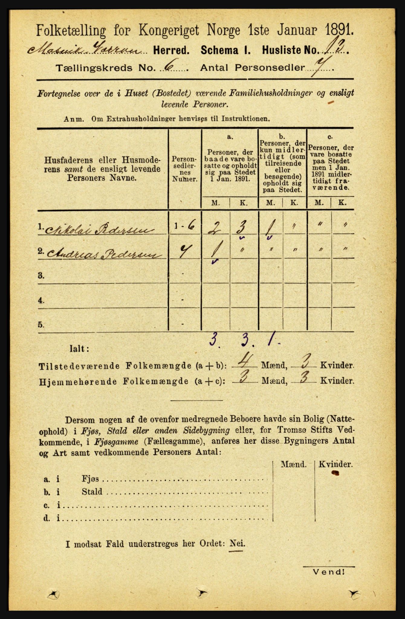 RA, Folketelling 1891 for 1723 Mosvik og Verran herred, 1891, s. 2400