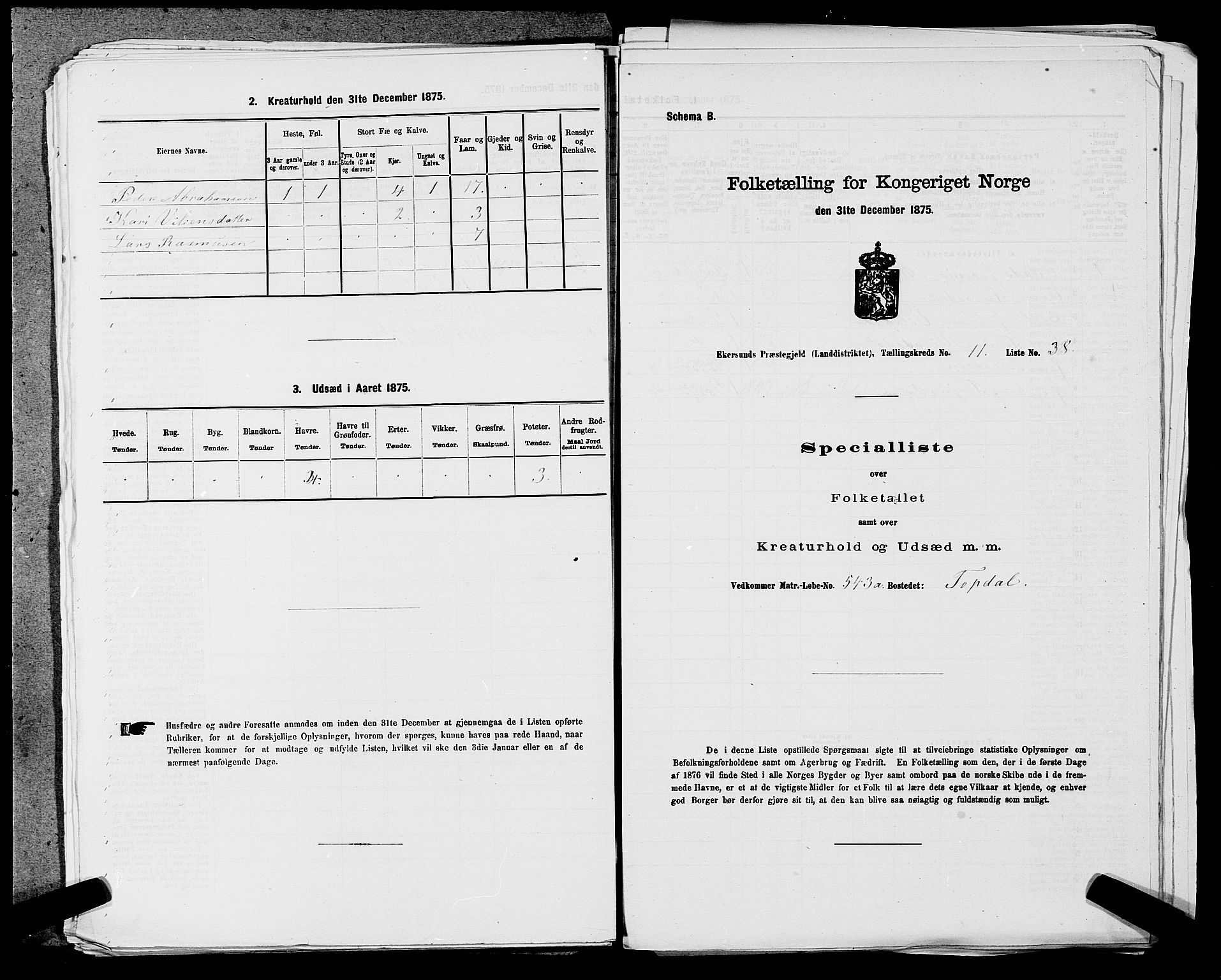 SAST, Folketelling 1875 for 1116L Eigersund prestegjeld, Eigersund landsokn og Ogna sokn, 1875, s. 1264