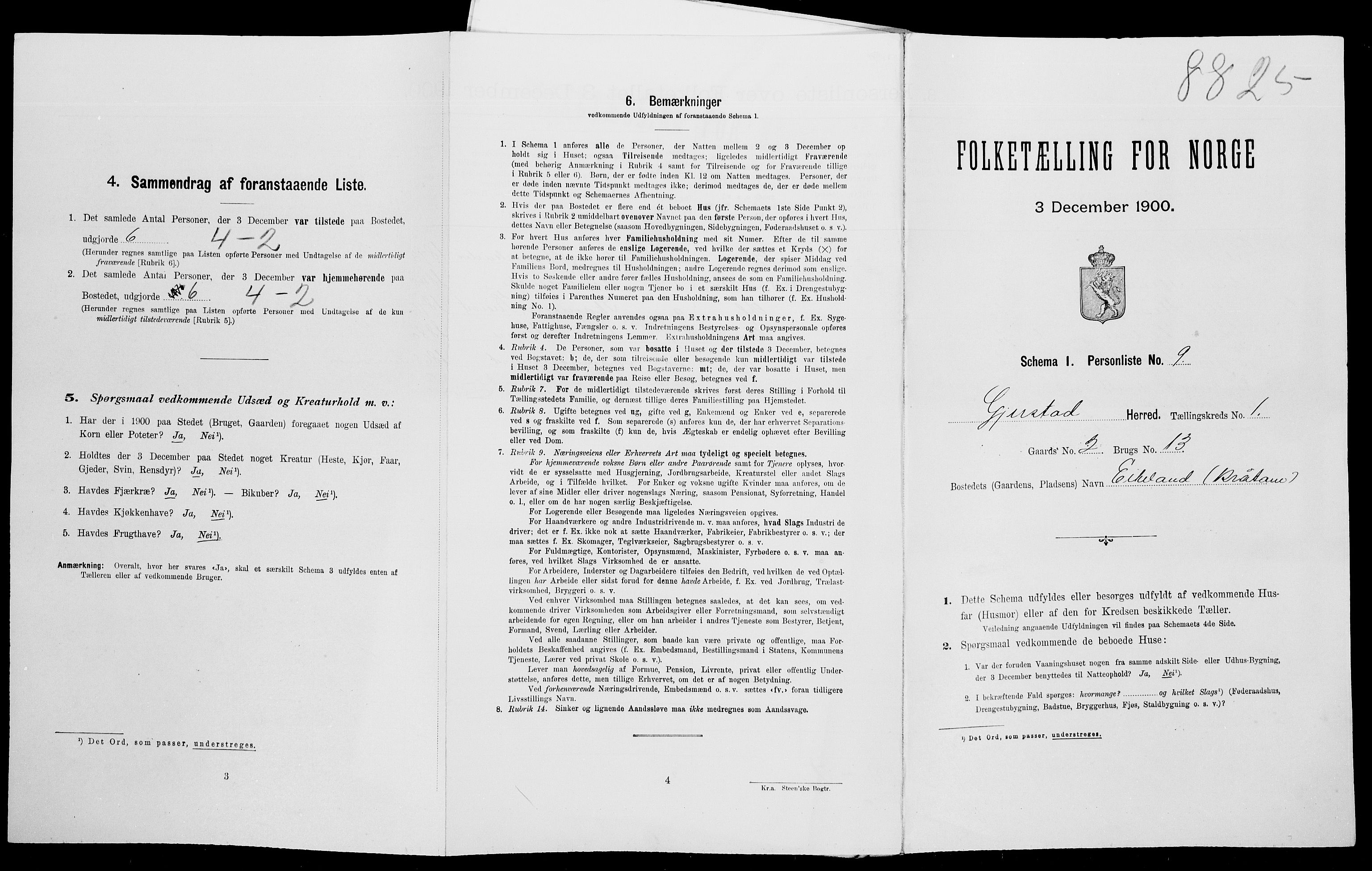 SAK, Folketelling 1900 for 0911 Gjerstad herred, 1900, s. 104