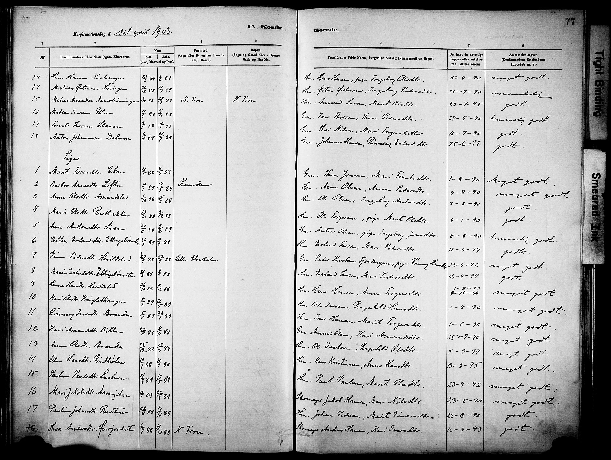 Vågå prestekontor, AV/SAH-PREST-076/H/Ha/Haa/L0010: Ministerialbok nr. 10, 1887-1904, s. 77