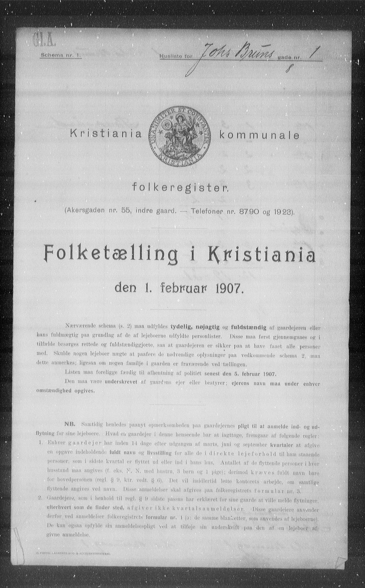 OBA, Kommunal folketelling 1.2.1907 for Kristiania kjøpstad, 1907, s. 24030