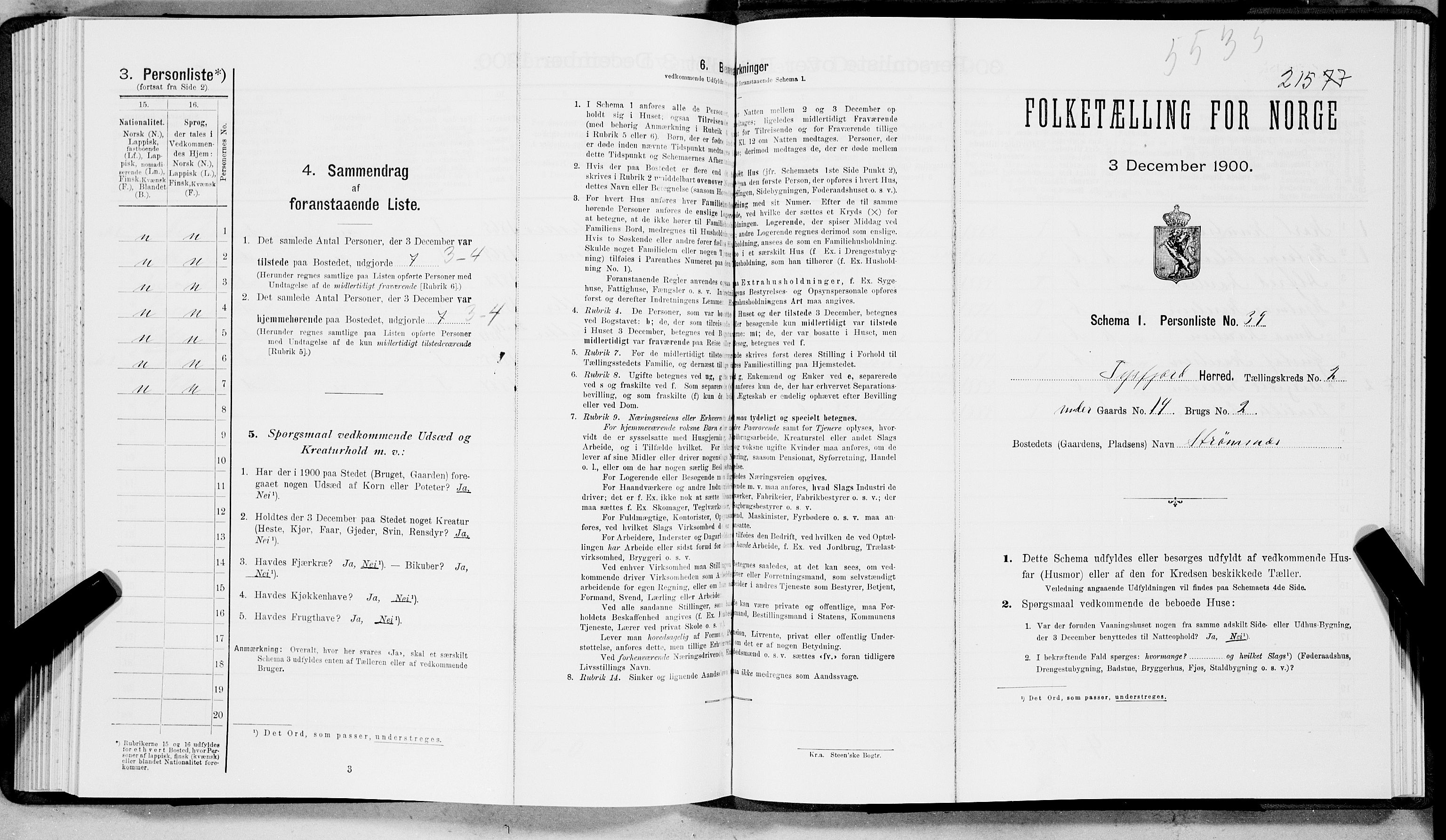 SAT, Folketelling 1900 for 1850 Tysfjord herred, 1900, s. 228