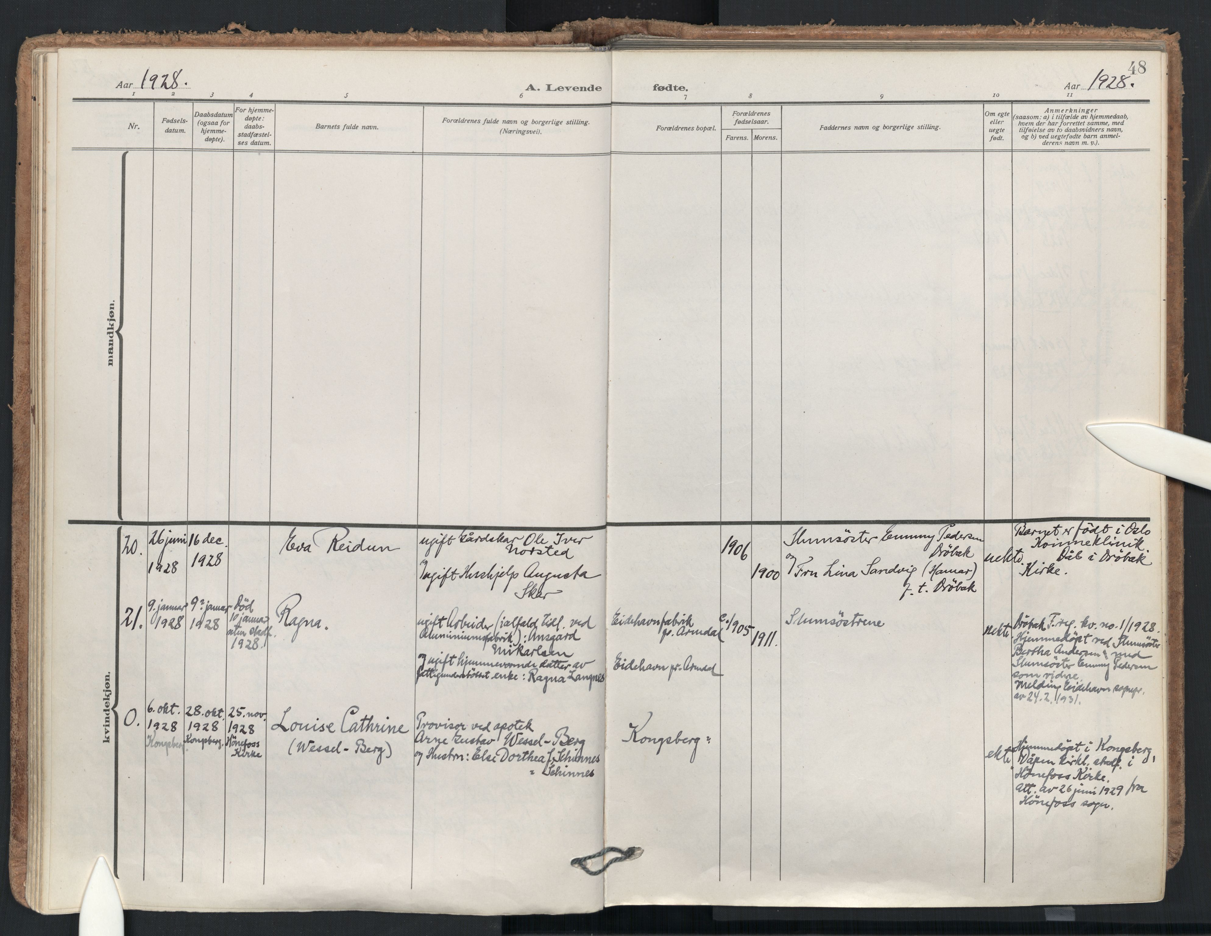 Drøbak prestekontor Kirkebøker, AV/SAO-A-10142a/F/Fb/L0004: Ministerialbok nr. II 4, 1918-1933, s. 48