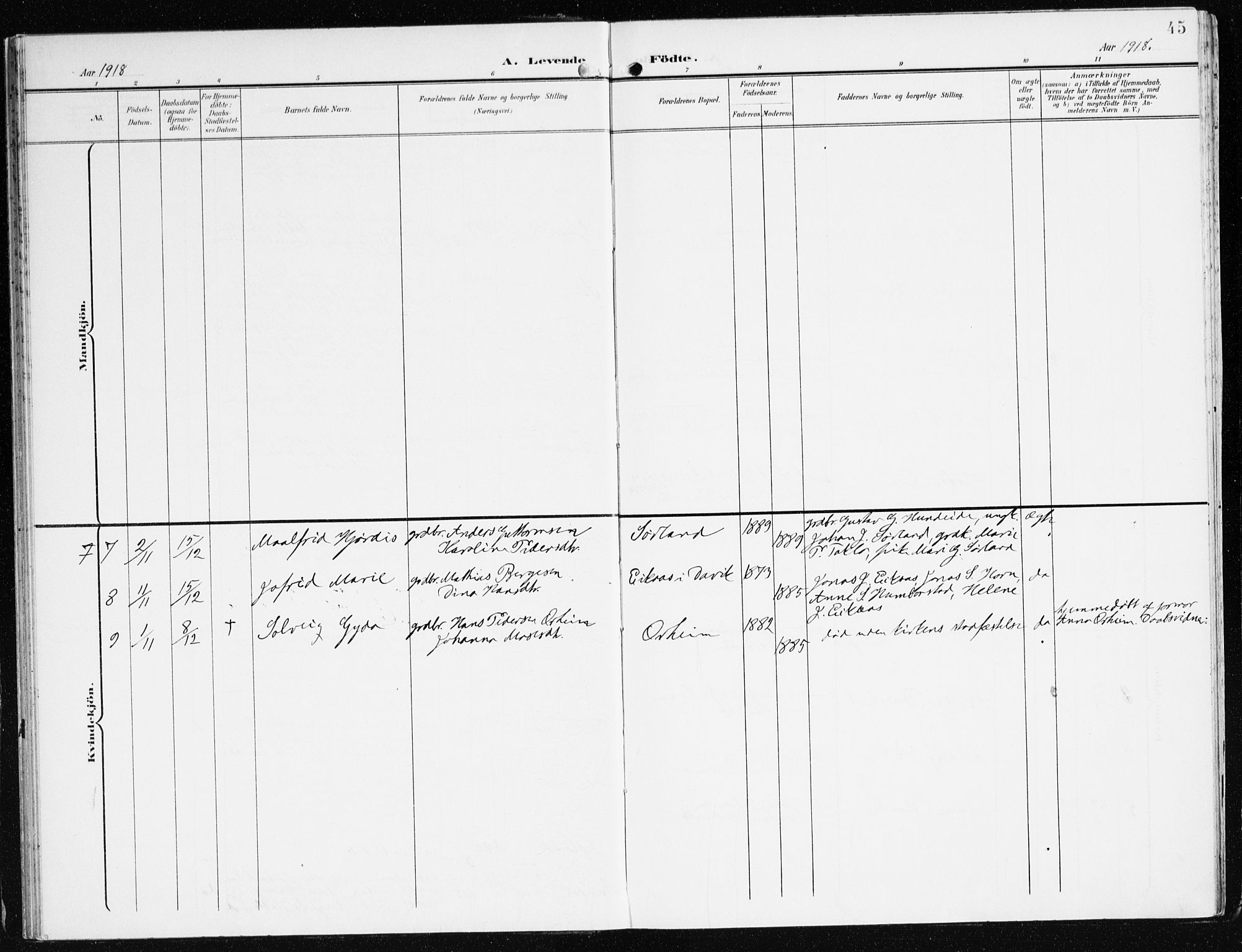 Eid sokneprestembete, SAB/A-82301/H/Haa/Haac/L0002: Ministerialbok nr. C 2, 1899-1927, s. 45