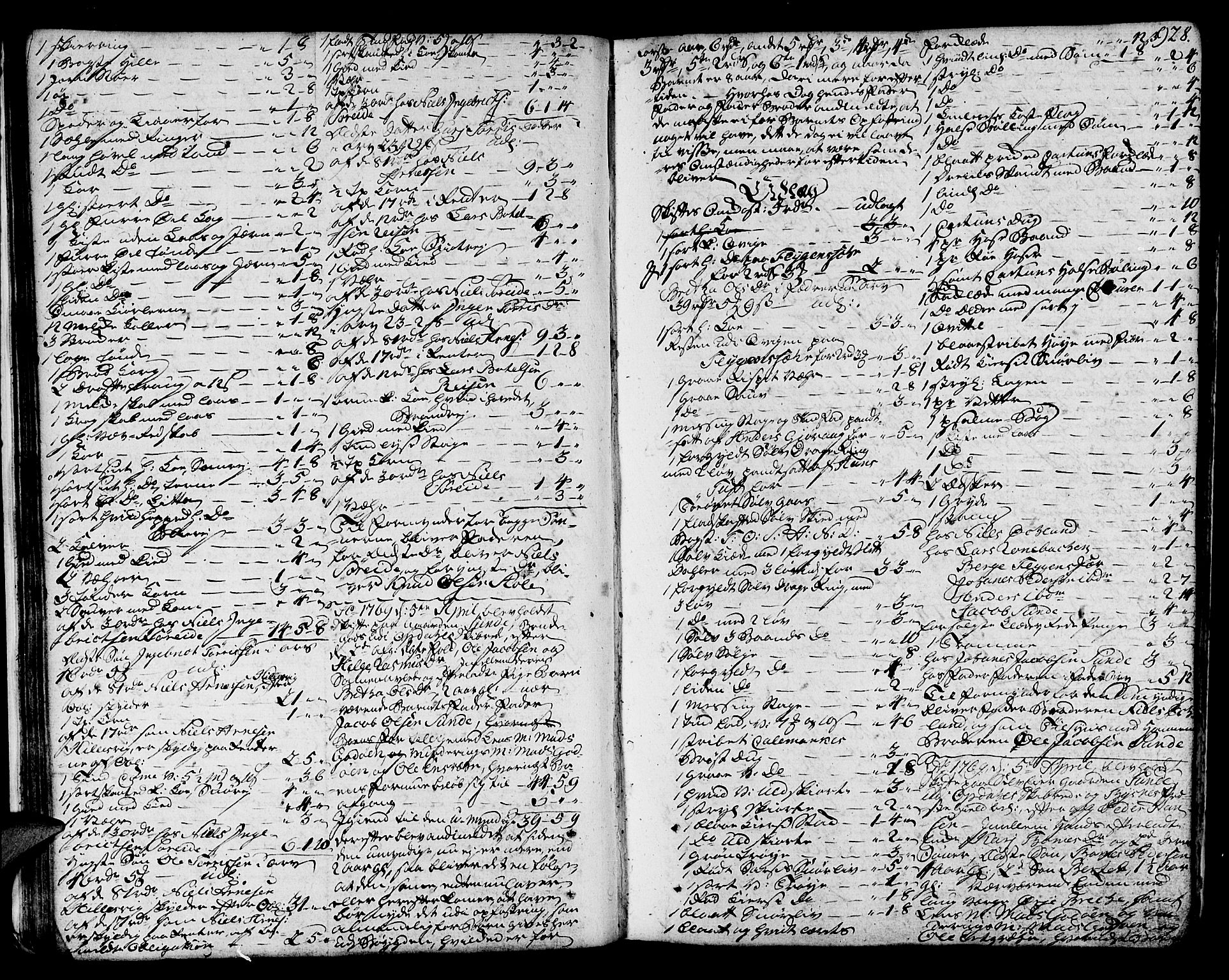 Sunnhordland sorenskrivar, SAB/A-2401/1/H/Ha/Haa/L0007: Skifteprotokollar. Register på lesesal. Fol. 901- ut, 1768-1773, s. 927b-928a