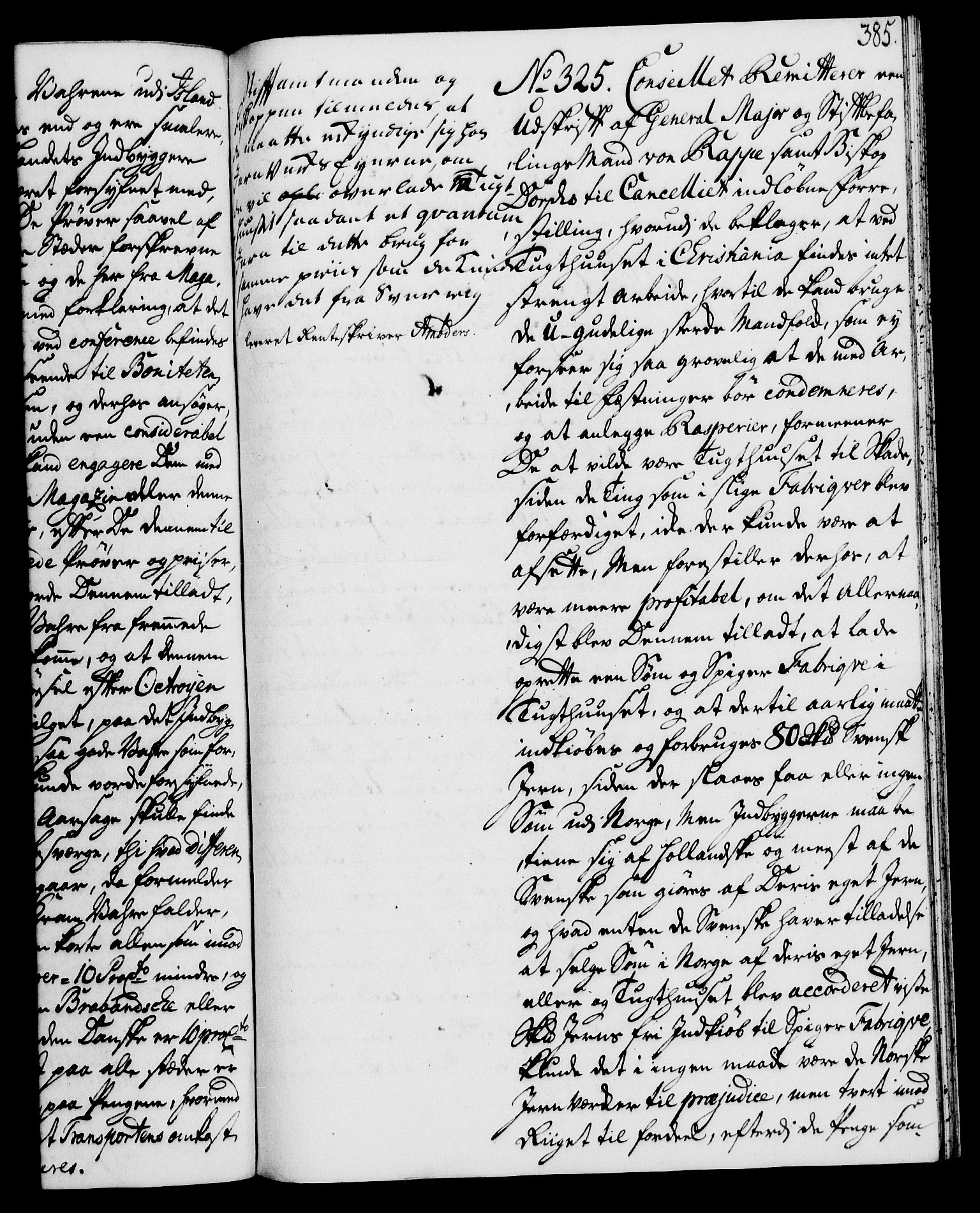 Rentekammeret, Kammerkanselliet, RA/EA-3111/G/Gh/Gha/L0024: Norsk ekstraktmemorialprotokoll (merket RK 53.69), 1742-1743, s. 385