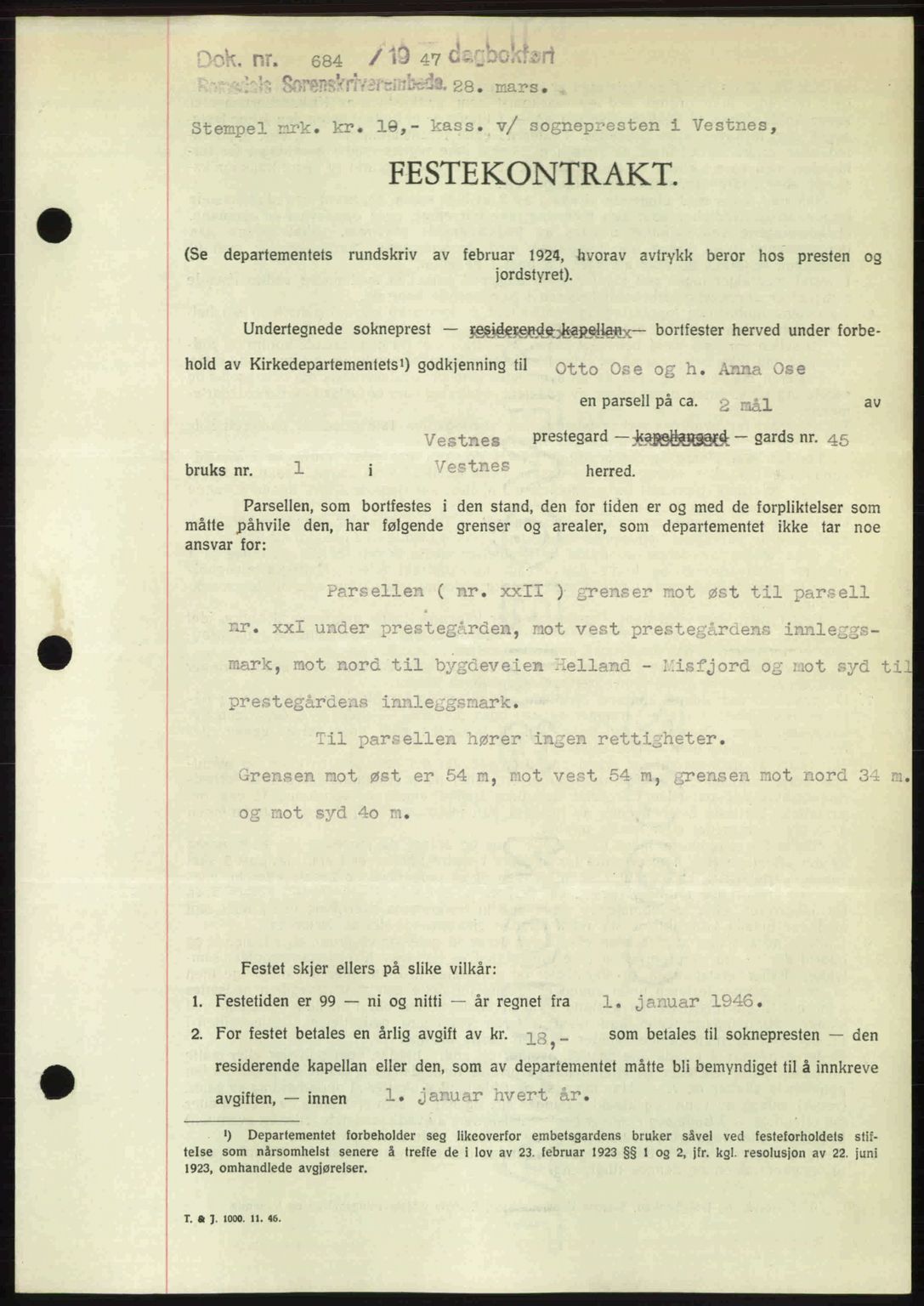 Romsdal sorenskriveri, AV/SAT-A-4149/1/2/2C: Pantebok nr. A22, 1947-1947, Dagboknr: 684/1947