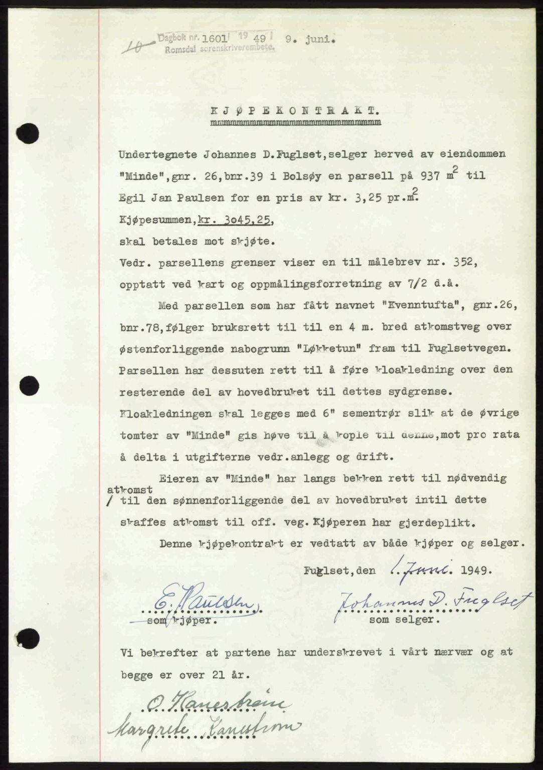 Romsdal sorenskriveri, SAT/A-4149/1/2/2C: Pantebok nr. A30, 1949-1949, Dagboknr: 1601/1949