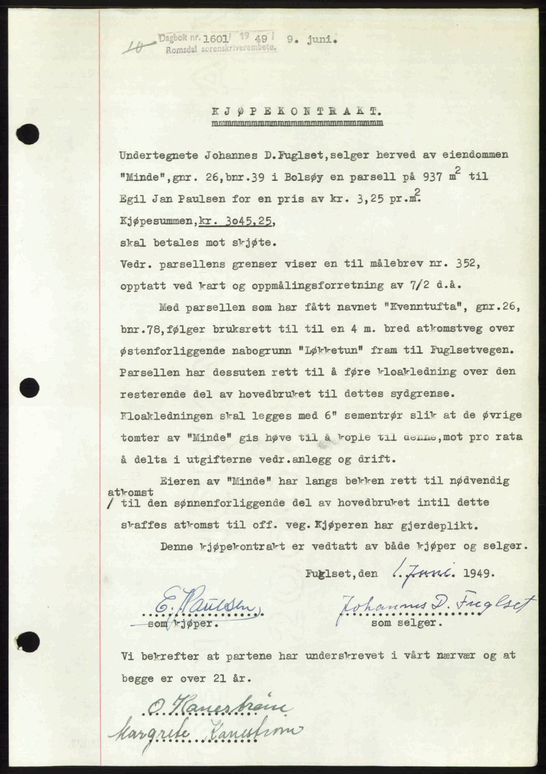 Romsdal sorenskriveri, AV/SAT-A-4149/1/2/2C: Pantebok nr. A30, 1949-1949, Dagboknr: 1601/1949