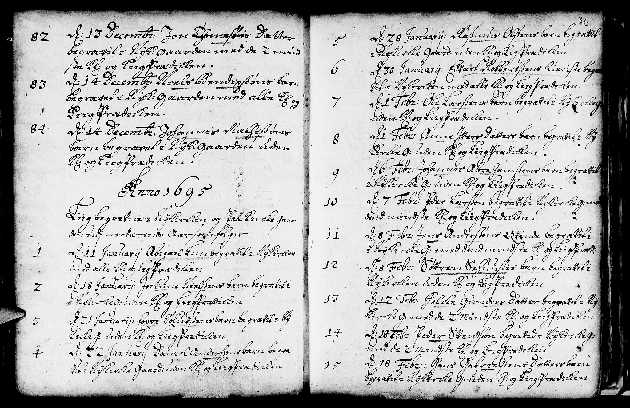 Nykirken Sokneprestembete, AV/SAB-A-77101/H/Haa/L0009: Ministerialbok nr. A 9, 1689-1759, s. 36