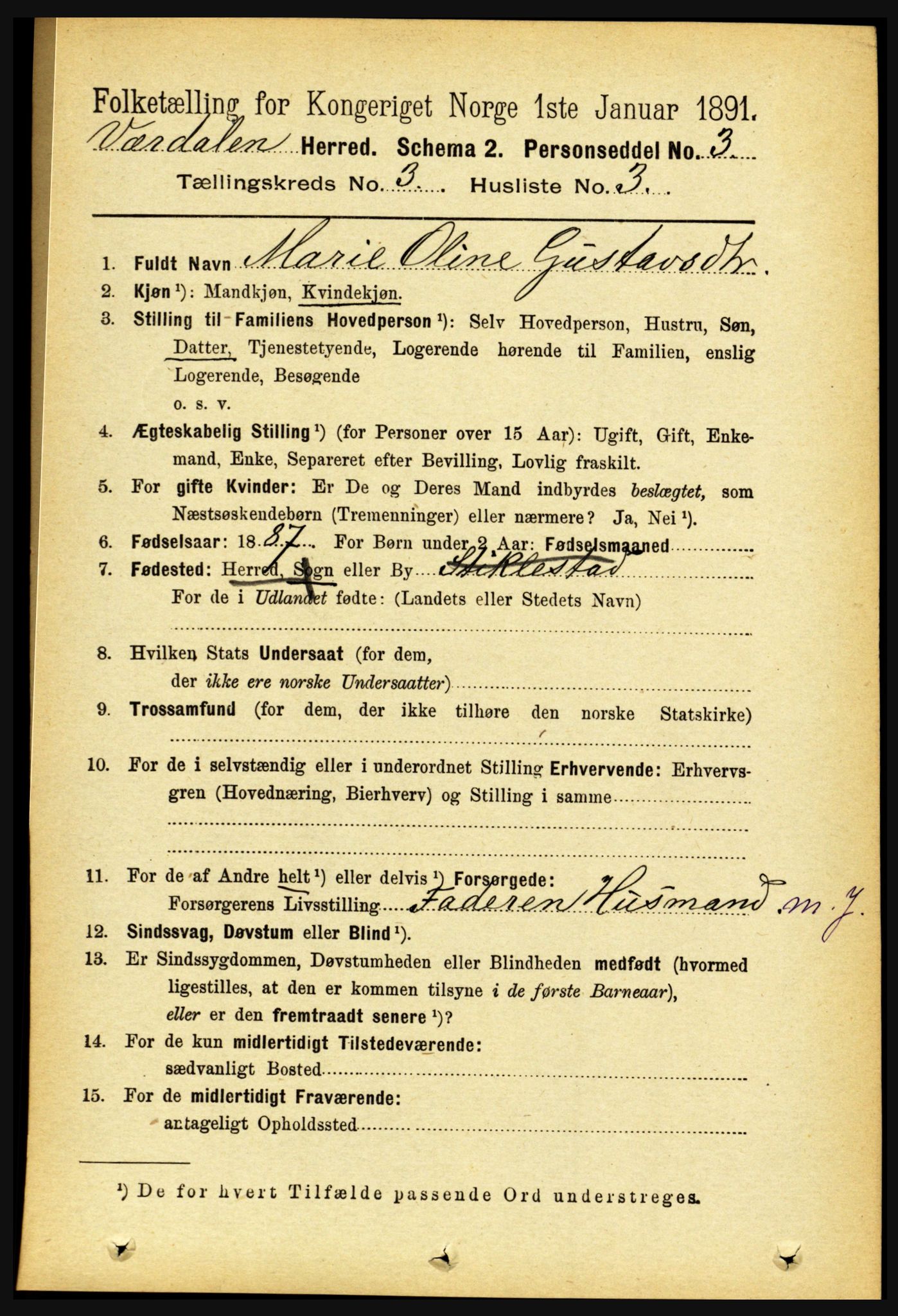 RA, Folketelling 1891 for 1721 Verdal herred, 1891, s. 1788