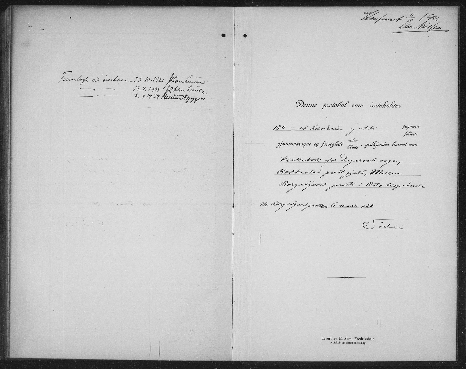 Rakkestad prestekontor Kirkebøker, AV/SAO-A-2008/G/Gb/L0003: Klokkerbok nr. II 3, 1920-1941