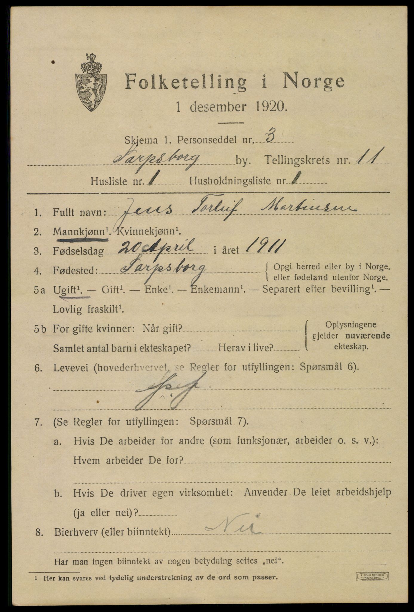 SAO, Folketelling 1920 for 0102 Sarpsborg kjøpstad, 1920, s. 22360