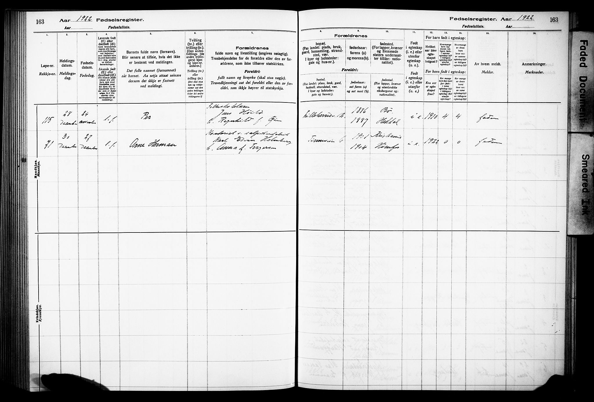 Notodden kirkebøker, SAKO/A-290/J/Ja/L0001: Fødselsregister nr. 1, 1916-1924, s. 163