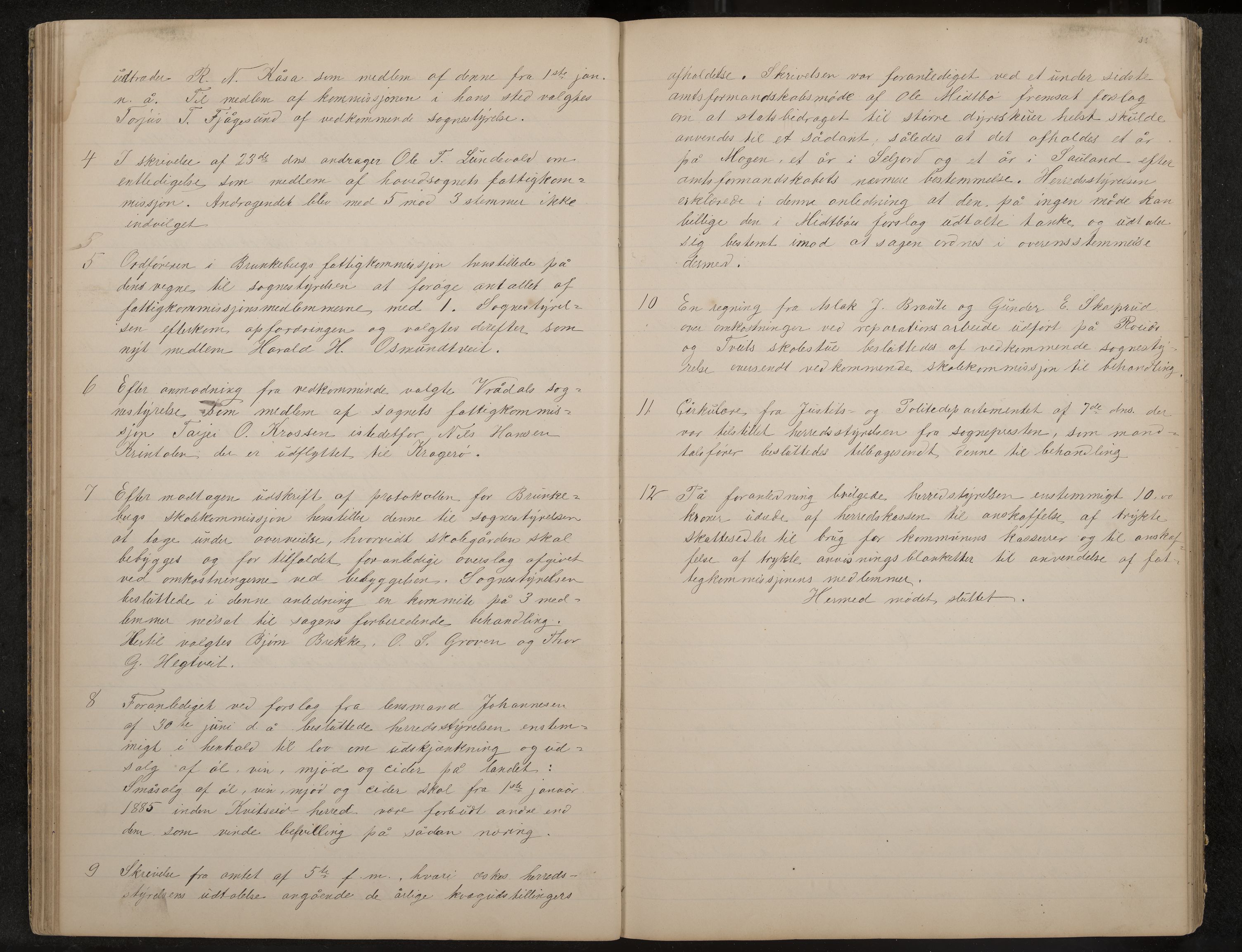 Kviteseid formannskap og sentraladministrasjon, IKAK/0829021/A/Aa/L0002: Utskrift av møtebok, 1882-1888, s. 33