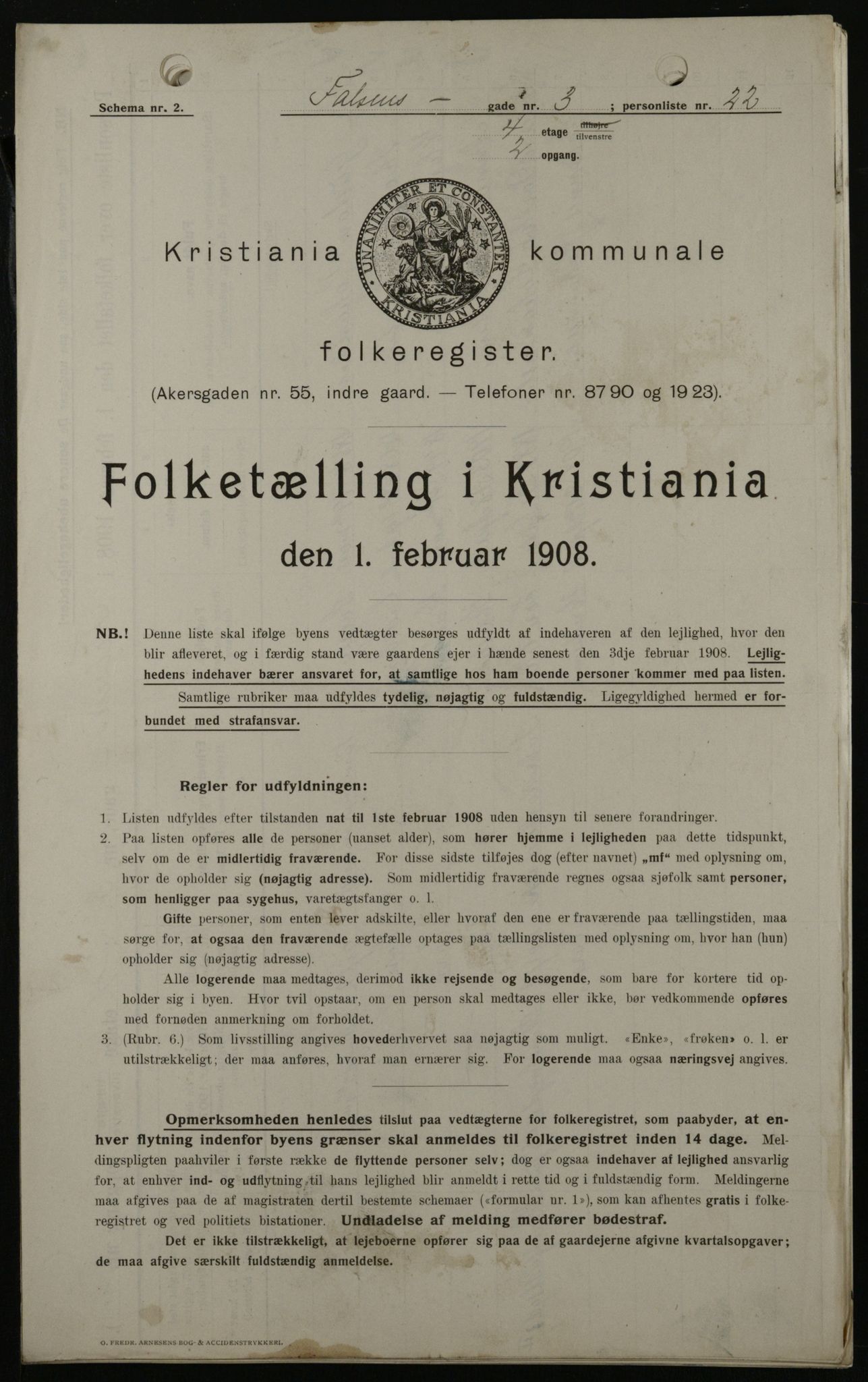 OBA, Kommunal folketelling 1.2.1908 for Kristiania kjøpstad, 1908, s. 21191