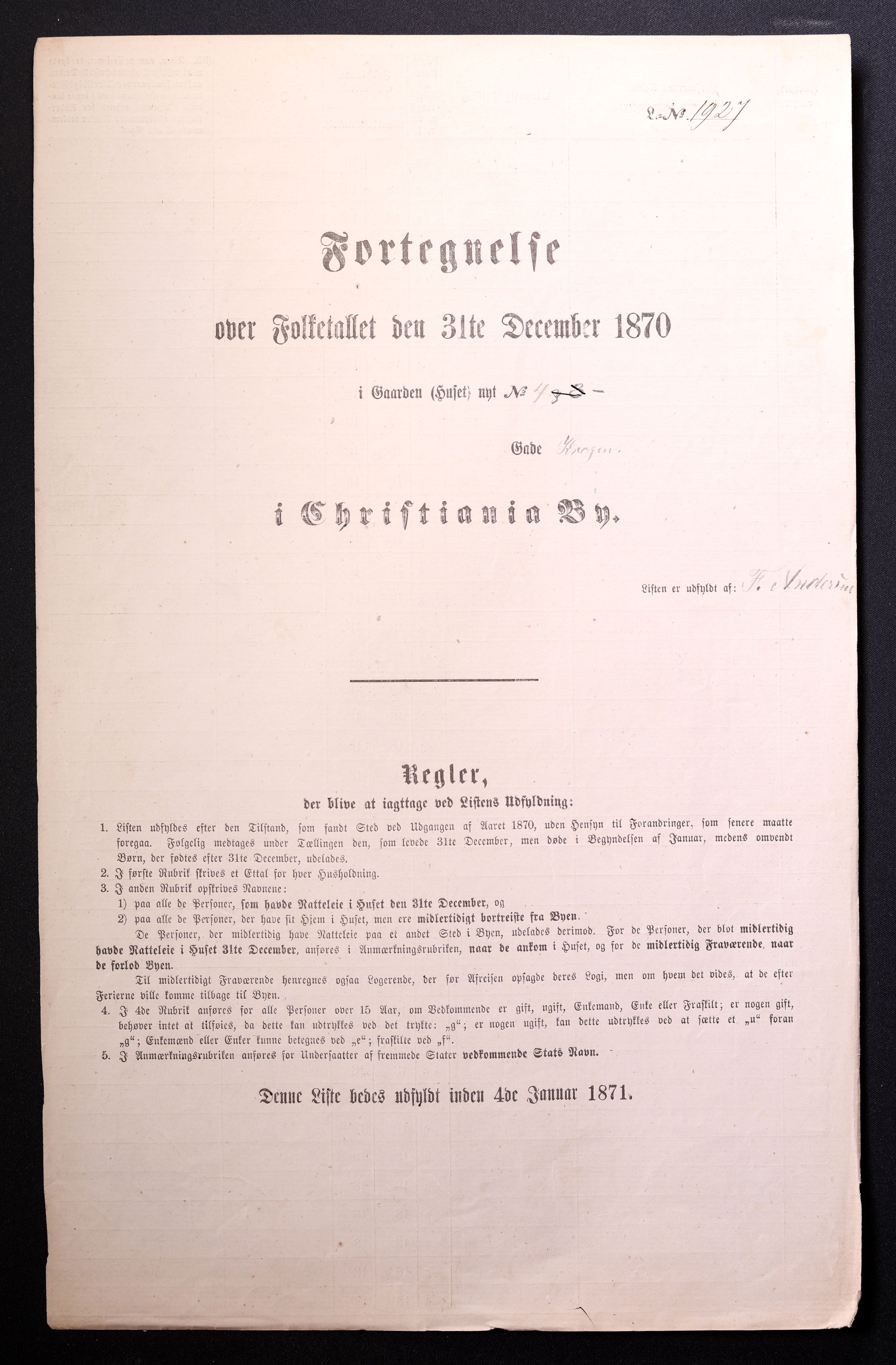 RA, Folketelling 1870 for 0301 Kristiania kjøpstad, 1870, s. 1705