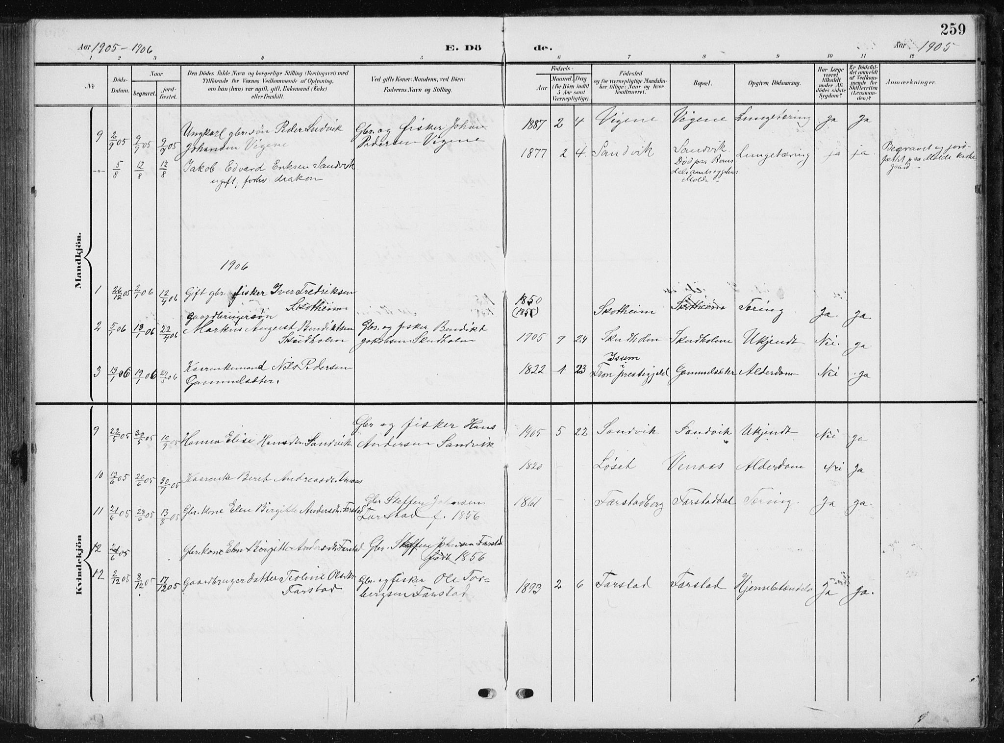 Ministerialprotokoller, klokkerbøker og fødselsregistre - Møre og Romsdal, AV/SAT-A-1454/567/L0784: Klokkerbok nr. 567C04, 1903-1938, s. 259