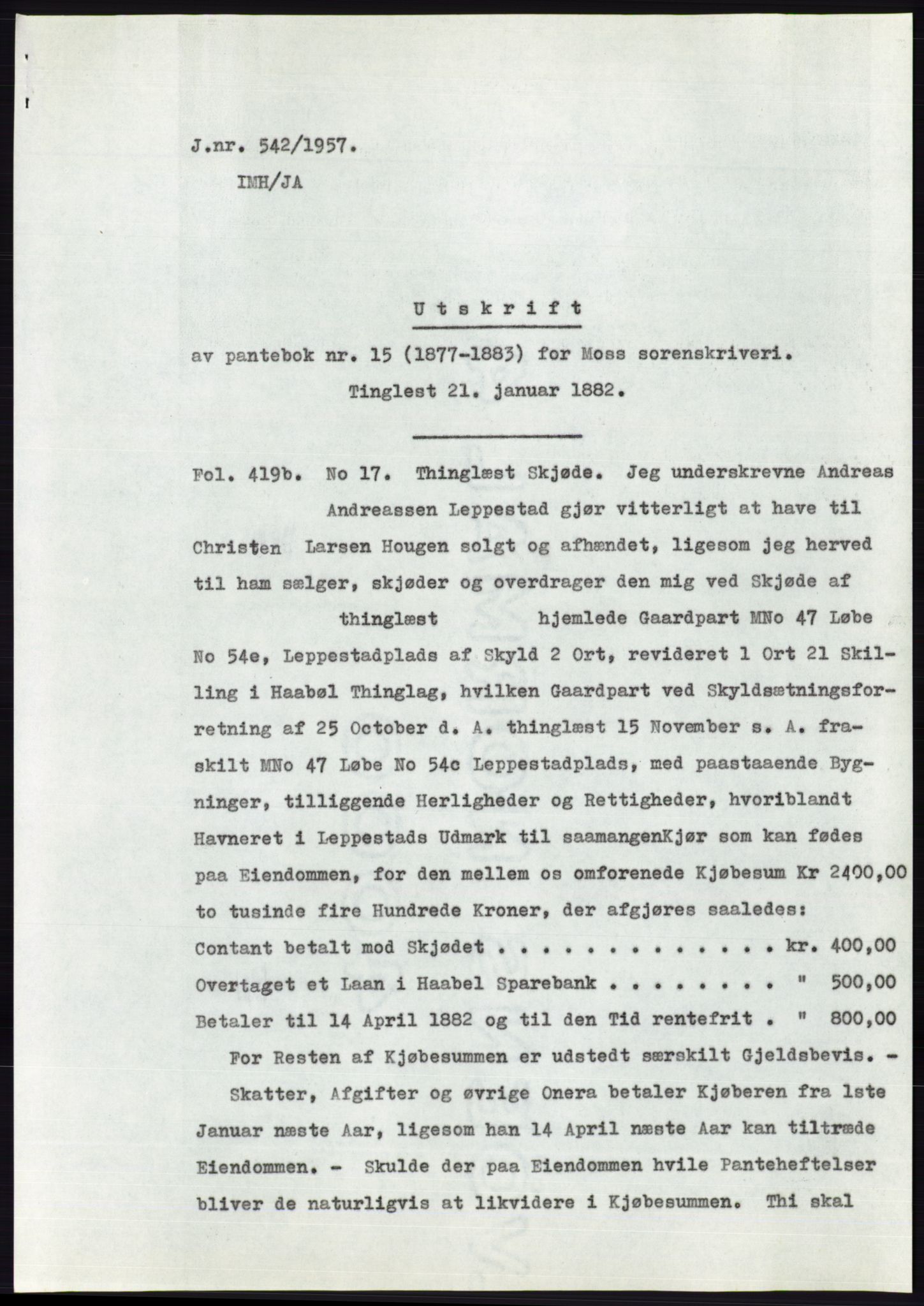 Statsarkivet i Oslo, SAO/A-10621/Z/Zd/L0006: Avskrifter, j.nr 5-792/1957, 1957, s. 312