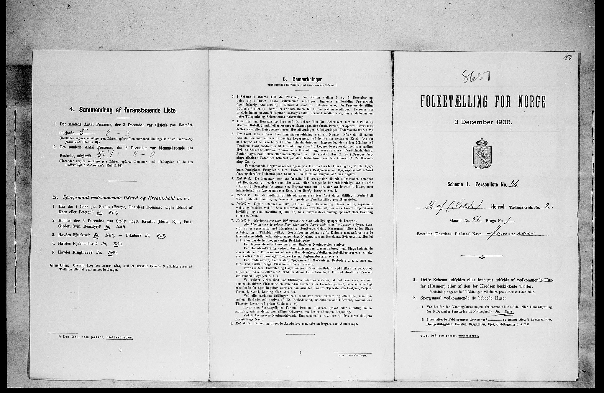 SAH, Folketelling 1900 for 0424 Hof herred, 1900, s. 46