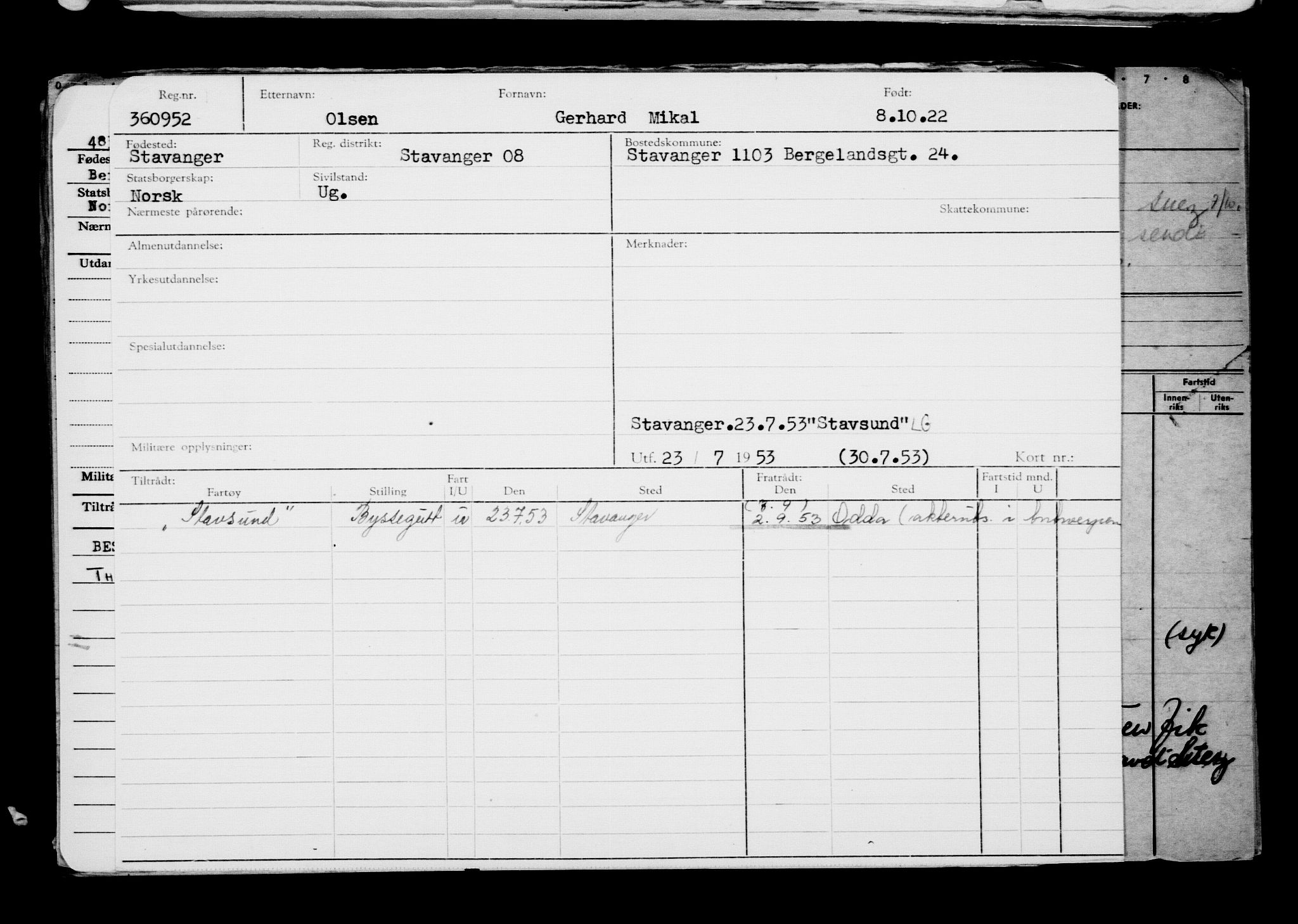 Direktoratet for sjømenn, AV/RA-S-3545/G/Gb/L0211: Hovedkort, 1922, s. 149