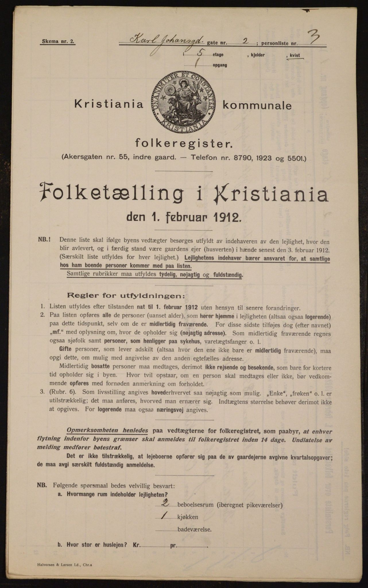 OBA, Kommunal folketelling 1.2.1912 for Kristiania, 1912, s. 48994