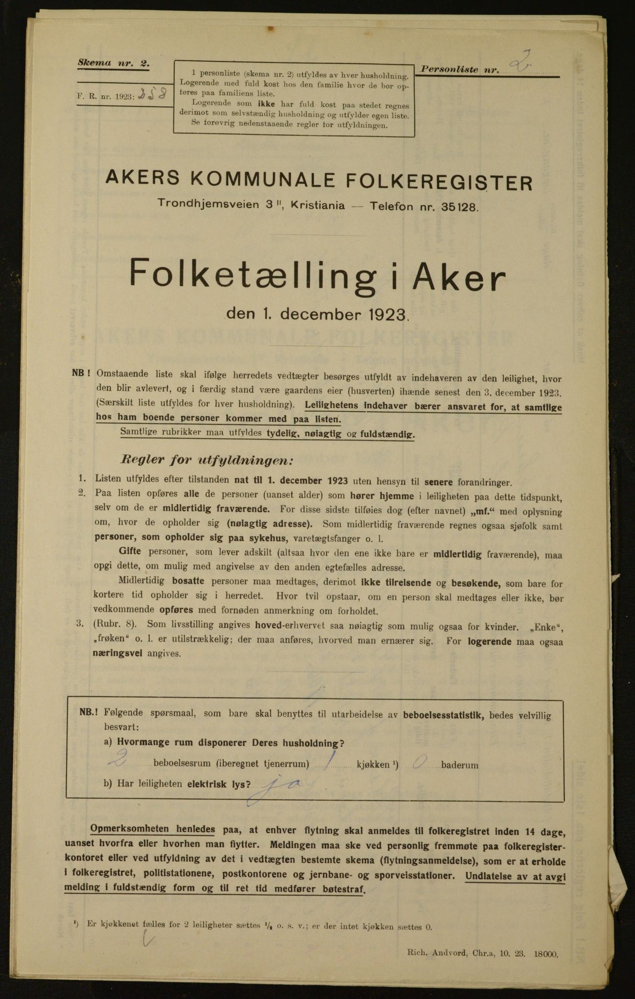 , Kommunal folketelling 1.12.1923 for Aker, 1923, s. 1712