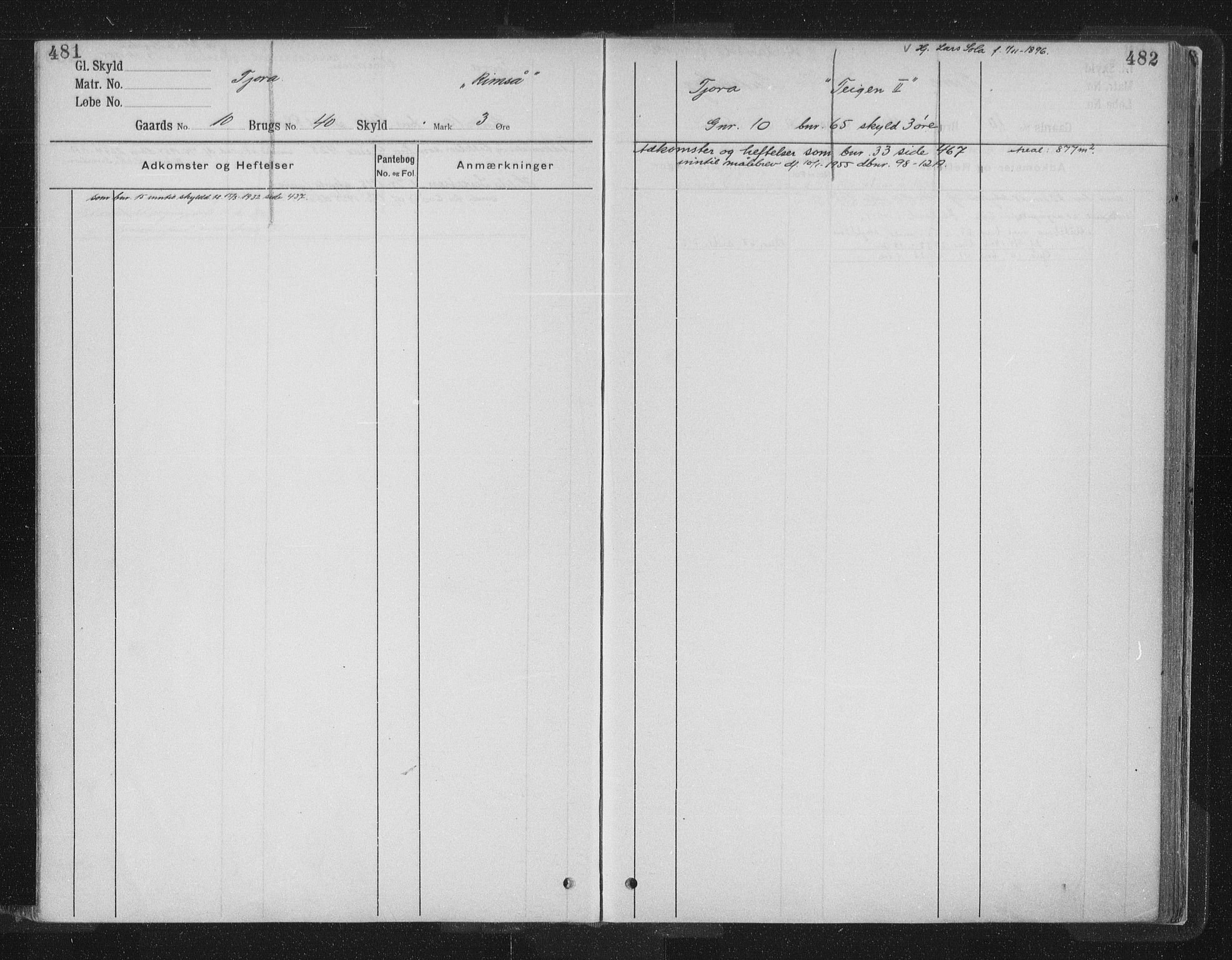 Jæren sorenskriveri, AV/SAST-A-100310/01/4/41/41ABD/L0002: Panteregister nr. 41 ABD2, 1911, s. 481-482