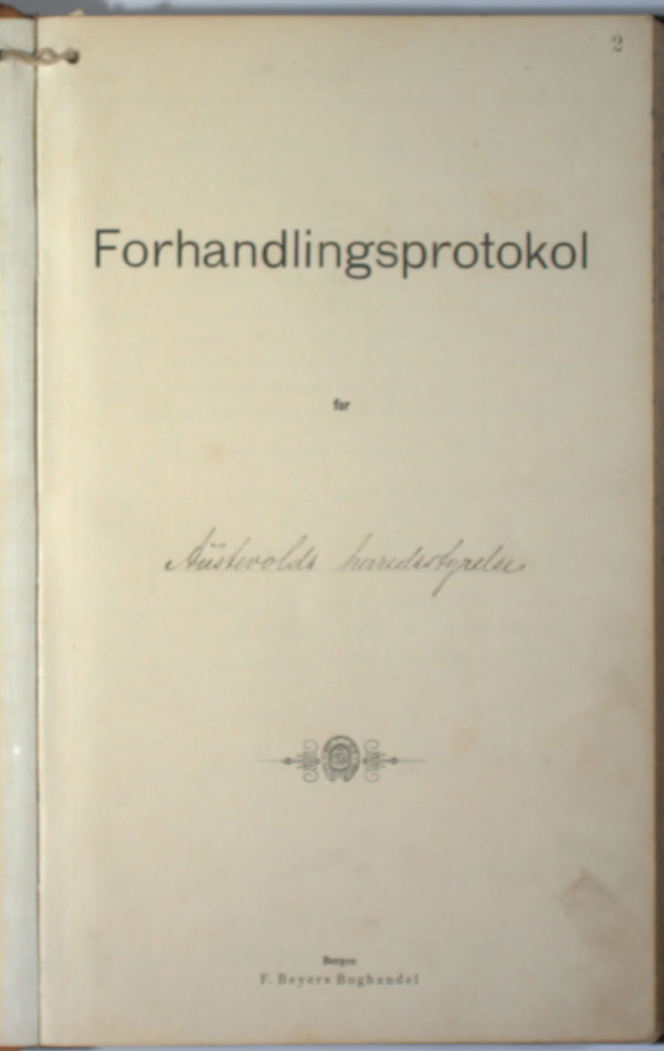 Austevoll kommune. Formannskapet, IKAH/1244-021/A/Aa/L0002a: Møtebok for heradstyret, 1901-1910, s. 2