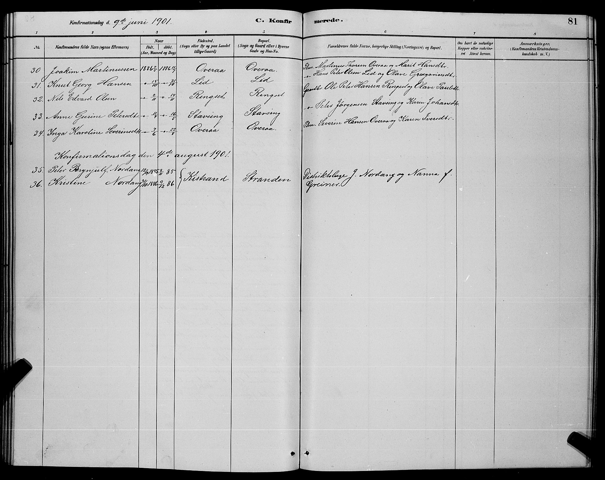 Ministerialprotokoller, klokkerbøker og fødselsregistre - Møre og Romsdal, AV/SAT-A-1454/520/L0292: Klokkerbok nr. 520C04, 1882-1901, s. 81